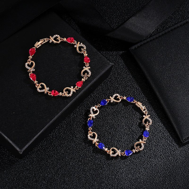 Hollow Love Bracelet With Rhinestones Fashion Temperament Heart-shaped Bracelet For Valentine's Day Gift Jewelry | Luxury Home Accessories | Heulog Glow