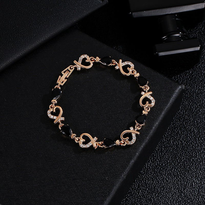 Hollow Love Bracelet With Rhinestones Fashion Temperament Heart-shaped Bracelet For Valentine's Day Gift Jewelry | Luxury Home Accessories | Heulog Glow