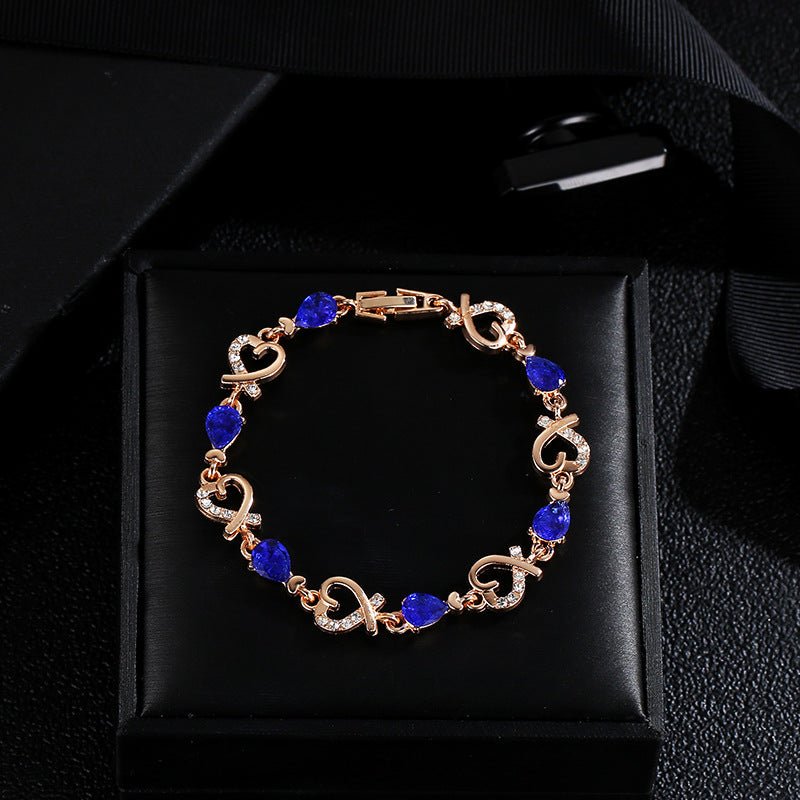 Hollow Love Bracelet With Rhinestones Fashion Temperament Heart-shaped Bracelet For Valentine's Day Gift Jewelry | Luxury Home Accessories | Heulog Glow