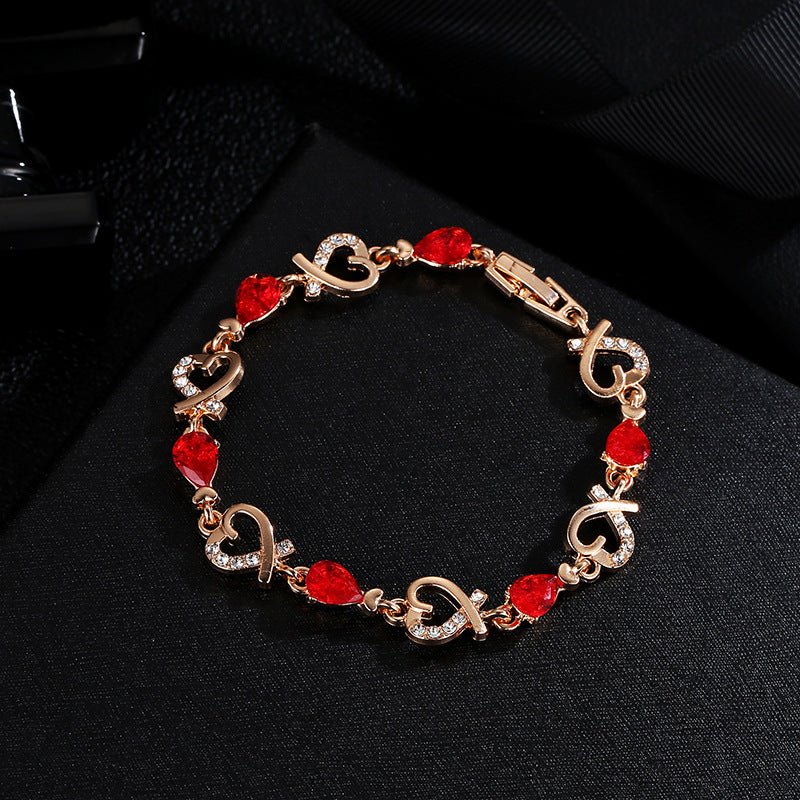 Hollow Love Bracelet With Rhinestones Fashion Temperament Heart-shaped Bracelet For Valentine's Day Gift Jewelry | Luxury Home Accessories | Heulog Glow