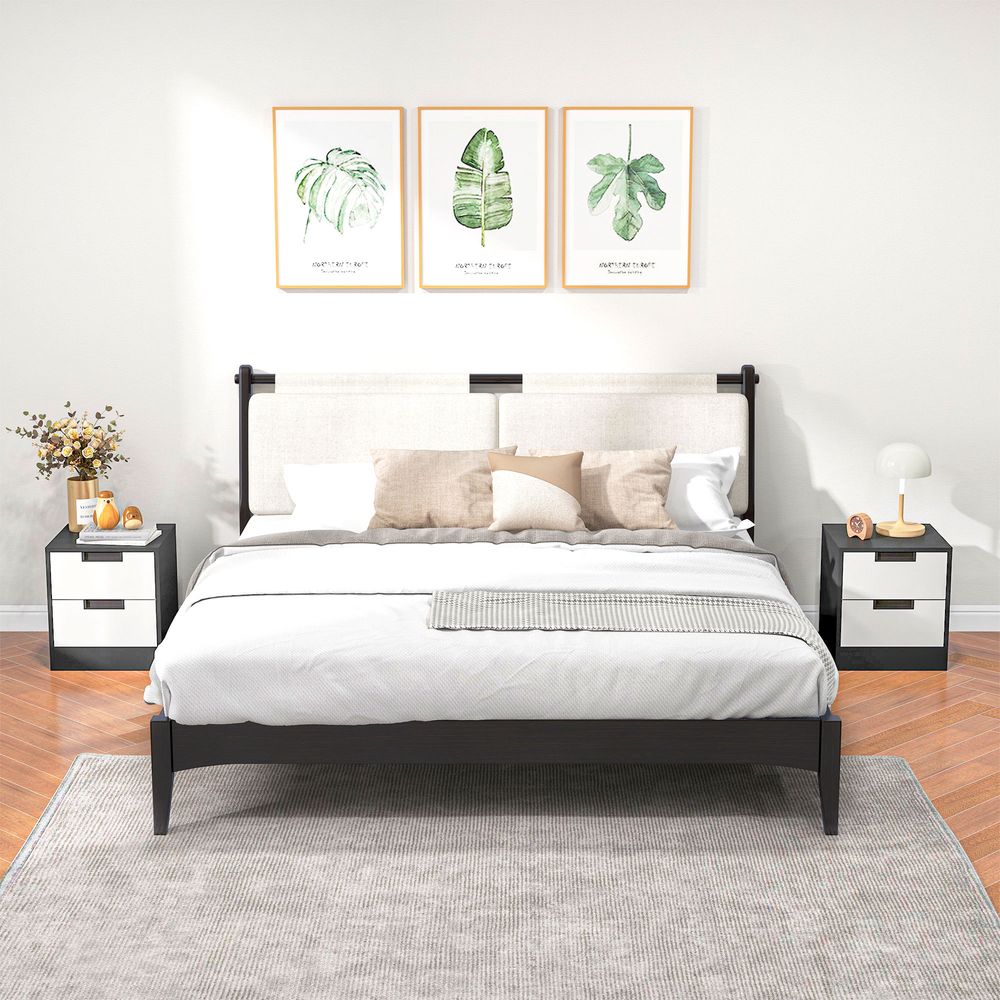 HOMCOM 2 Drawer Bedside Tables - Set of 2, Storage Nightstands for Bedroom - High Quality, Professional Seller | Luxury Home Accessories | Heulog Glow