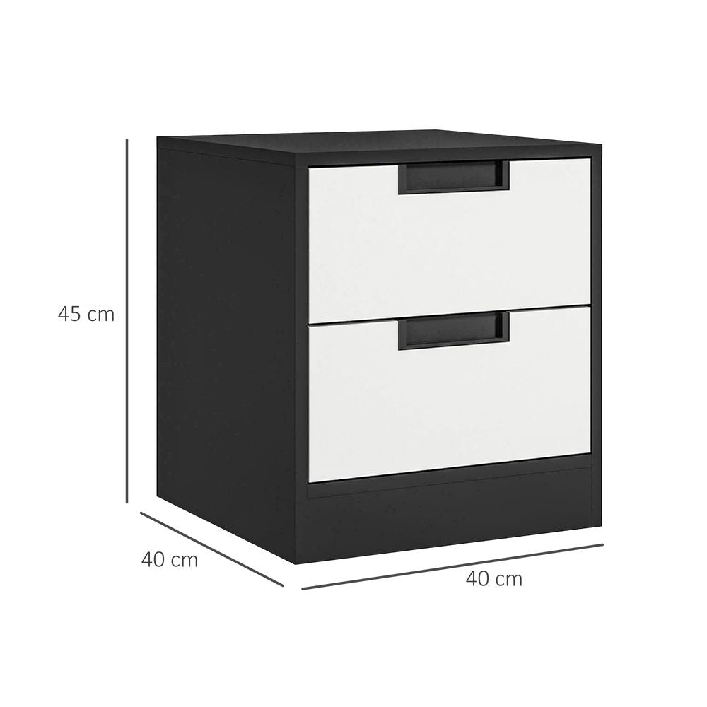HOMCOM 2 Drawer Bedside Tables - Set of 2, Storage Nightstands for Bedroom - High Quality, Professional Seller | Luxury Home Accessories | Heulog Glow