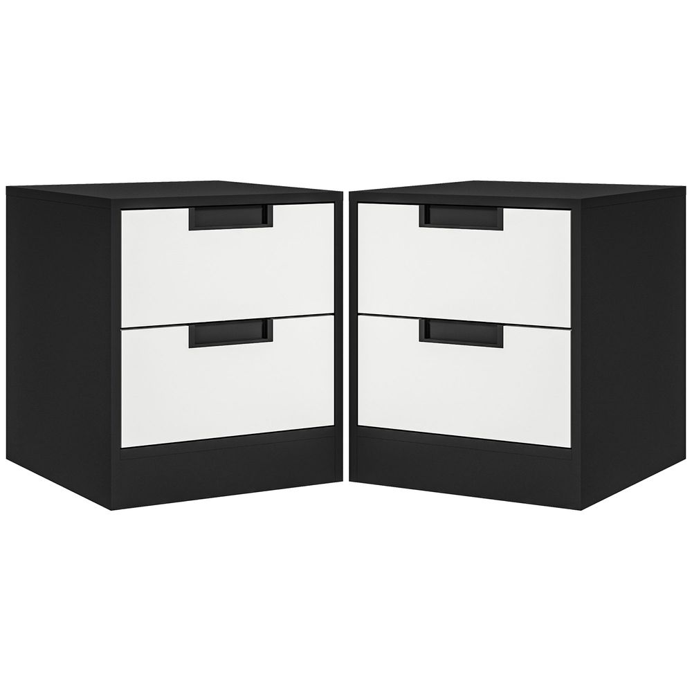 HOMCOM 2 Drawer Bedside Tables - Set of 2, Storage Nightstands for Bedroom - High Quality, Professional Seller | Luxury Home Accessories | Heulog Glow