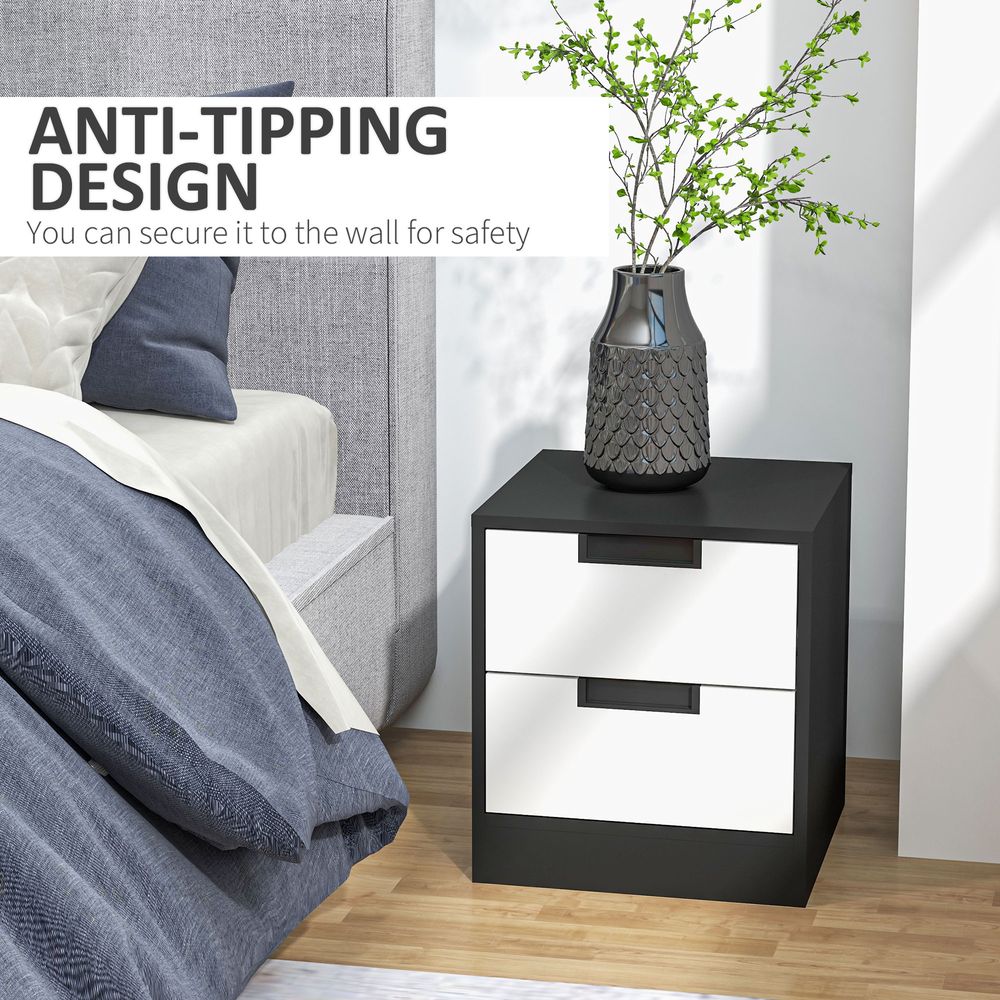 HOMCOM 2 Drawer Bedside Tables - Set of 2, Storage Nightstands for Bedroom - High Quality, Professional Seller | Luxury Home Accessories | Heulog Glow
