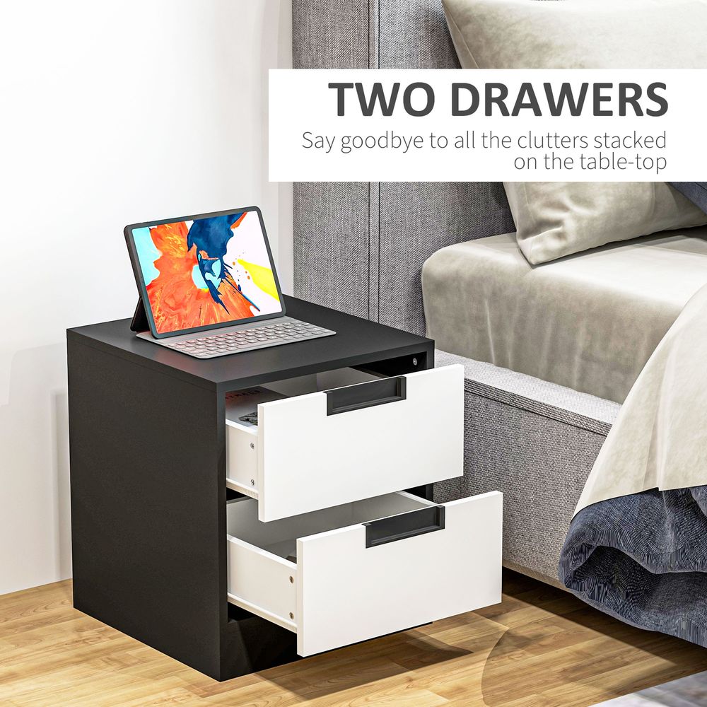 HOMCOM 2 Drawer Bedside Tables - Set of 2, Storage Nightstands for Bedroom - High Quality, Professional Seller | Luxury Home Accessories | Heulog Glow