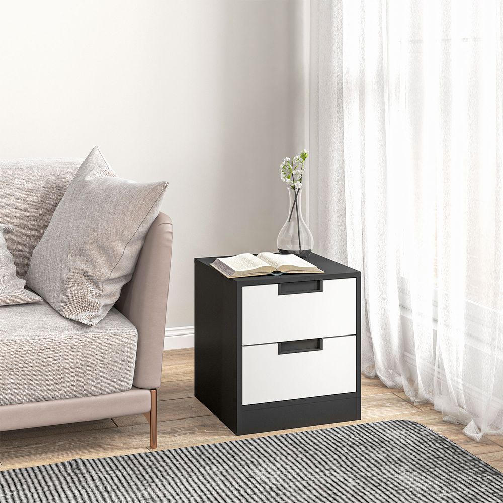 HOMCOM 2 Drawer Bedside Tables - Set of 2, Storage Nightstands for Bedroom - High Quality, Professional Seller | Luxury Home Accessories | Heulog Glow