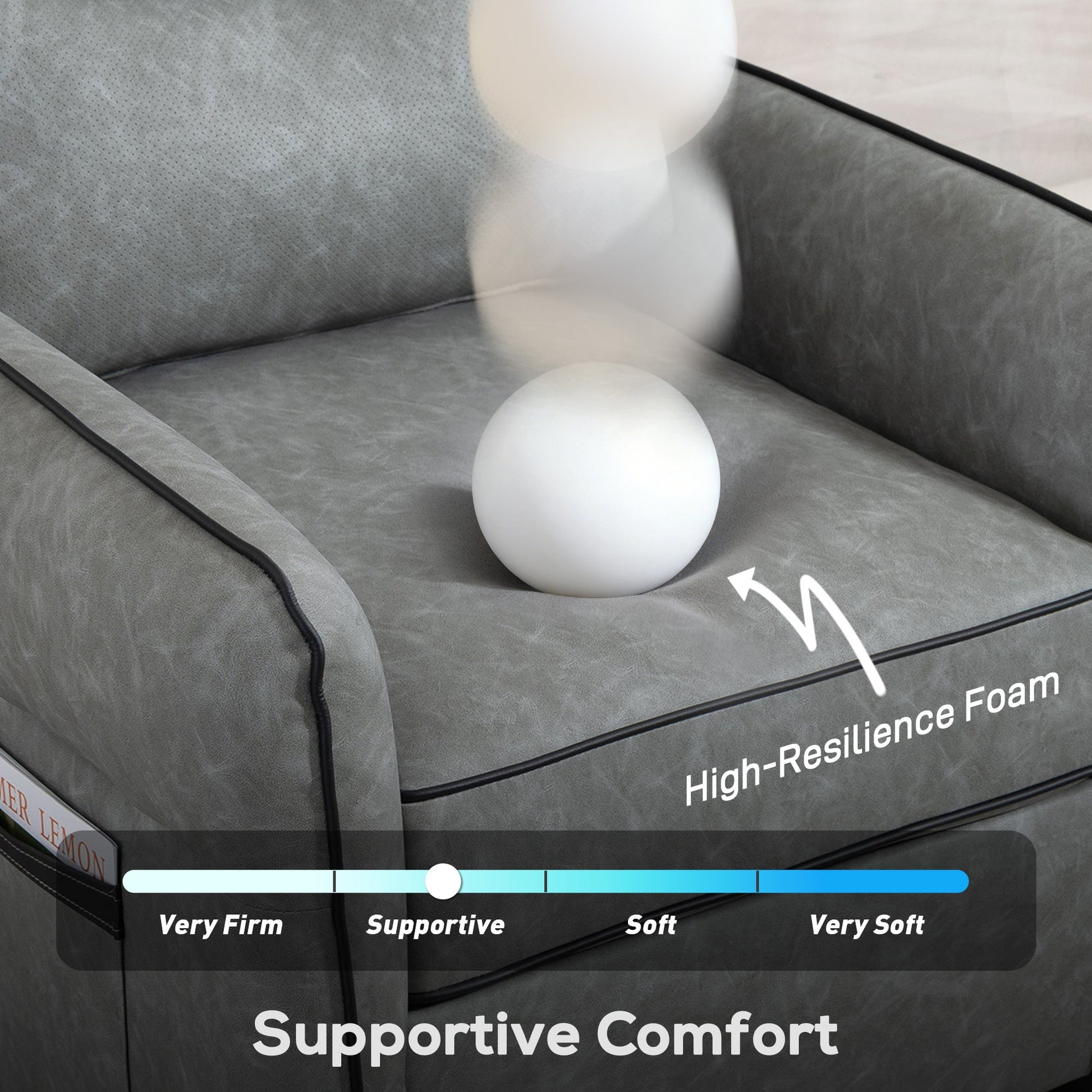 HOMCOM Accent Chair, Faux Leather Armchair - Grey | Luxury Home Accessories | Heulog Glow