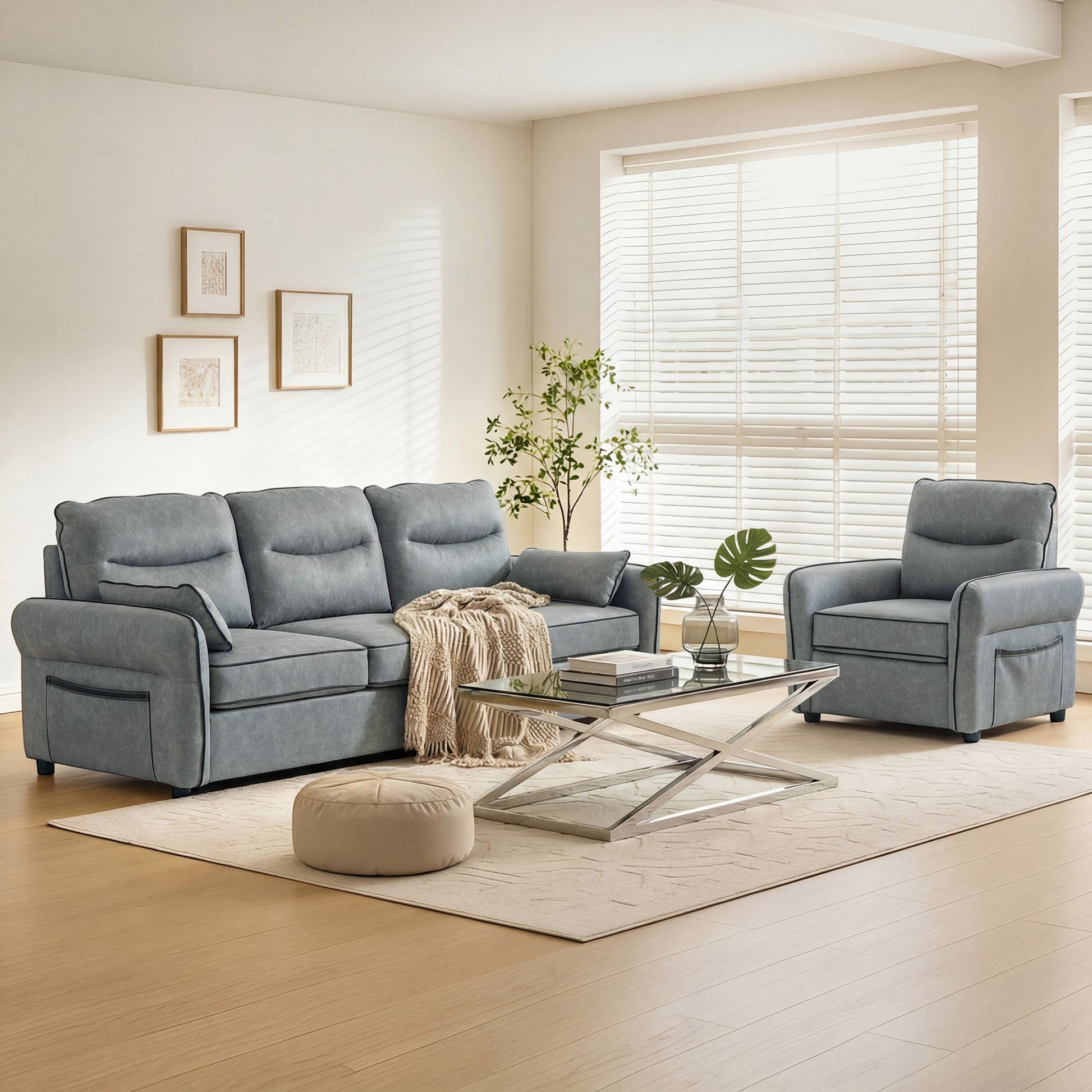 HOMCOM Accent Chair, Faux Leather Armchair - Grey | Luxury Home Accessories | Heulog Glow
