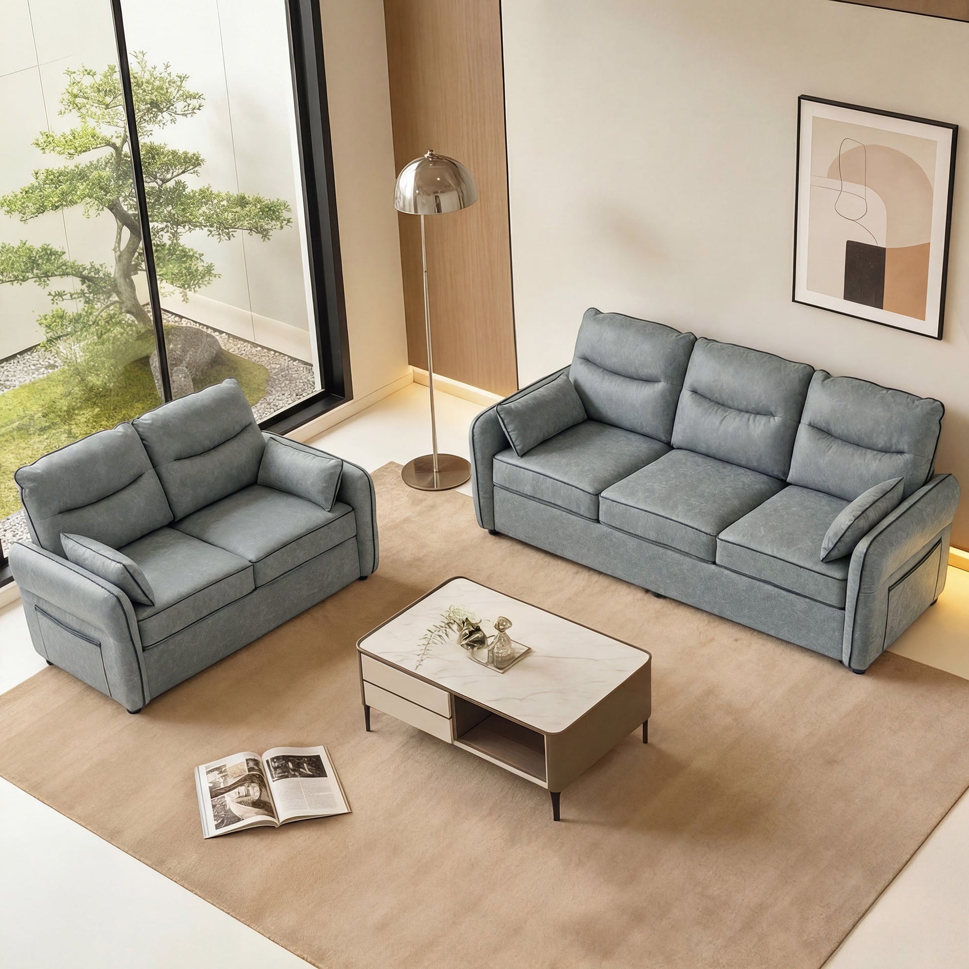 HOMCOM Accent Chair, Faux Leather Armchair - Grey | Luxury Home Accessories | Heulog Glow