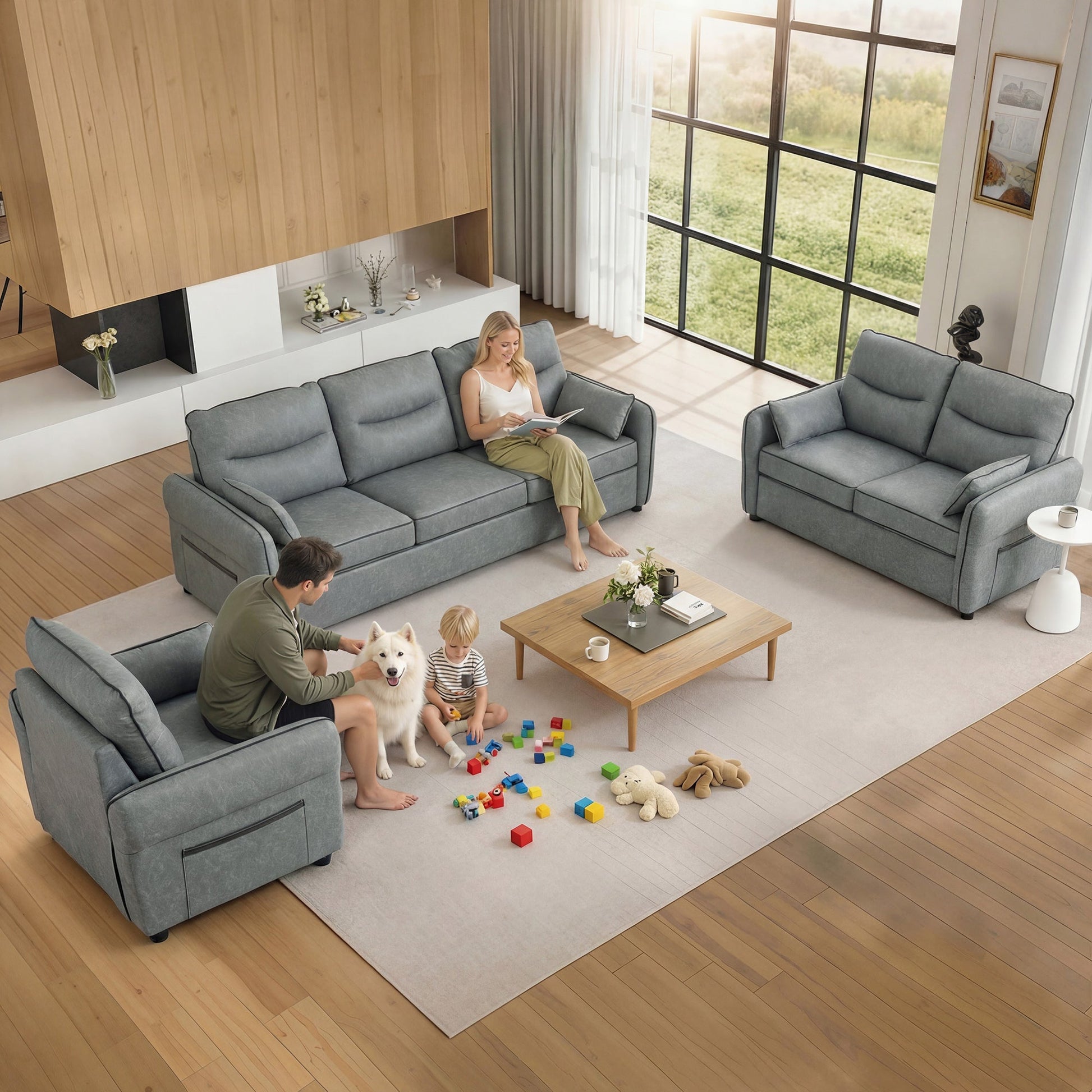 HOMCOM Accent Chair, Faux Leather Armchair - Grey | Luxury Home Accessories | Heulog Glow
