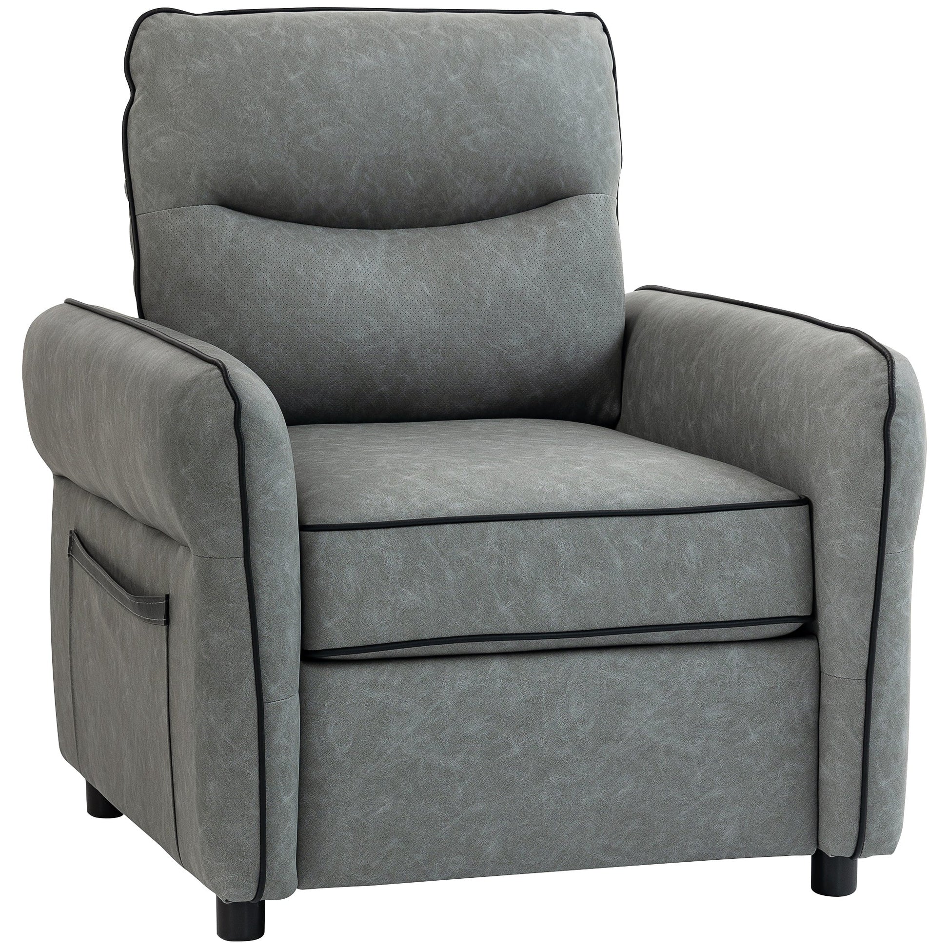 HOMCOM Accent Chair, Faux Leather Armchair - Grey | Luxury Home Accessories | Heulog Glow