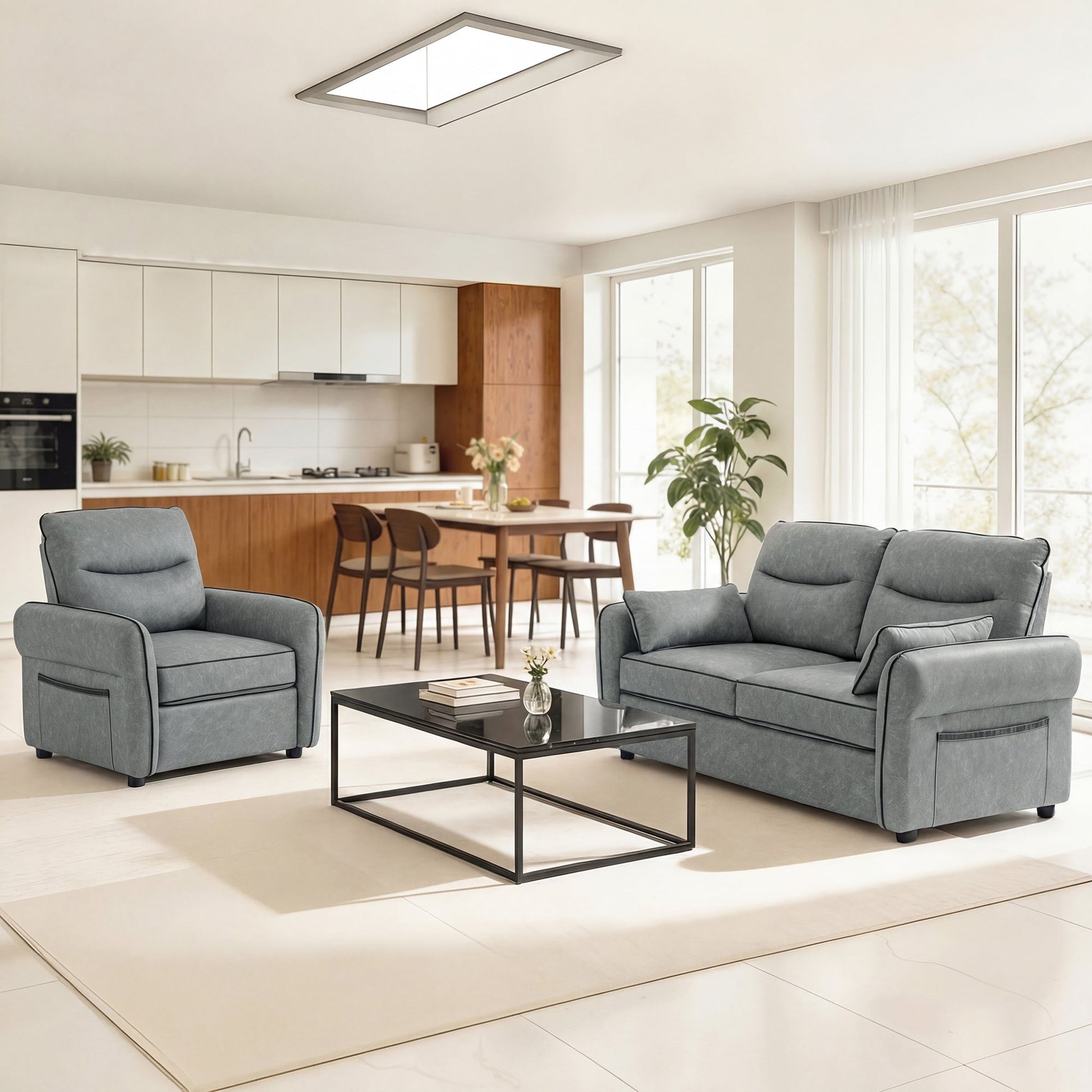 HOMCOM Accent Chair, Faux Leather Armchair - Grey | Luxury Home Accessories | Heulog Glow