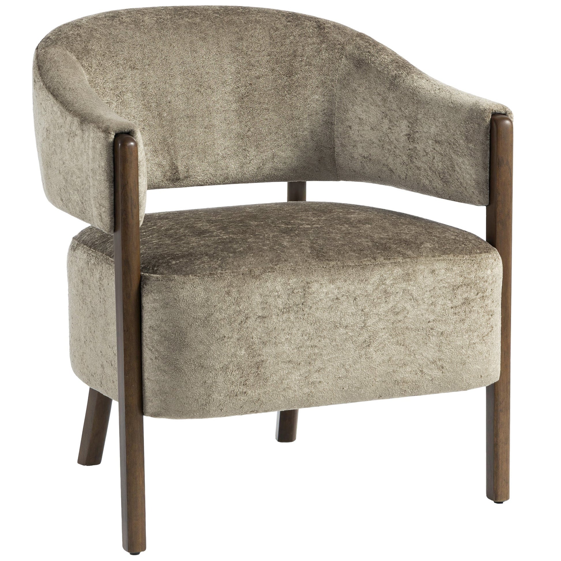 HOMCOM Accent Chair, Upholstered Tub Chair with Solid Wood Frame and Legs, Light Brown | Luxury Home Accessories | Heulog Glow