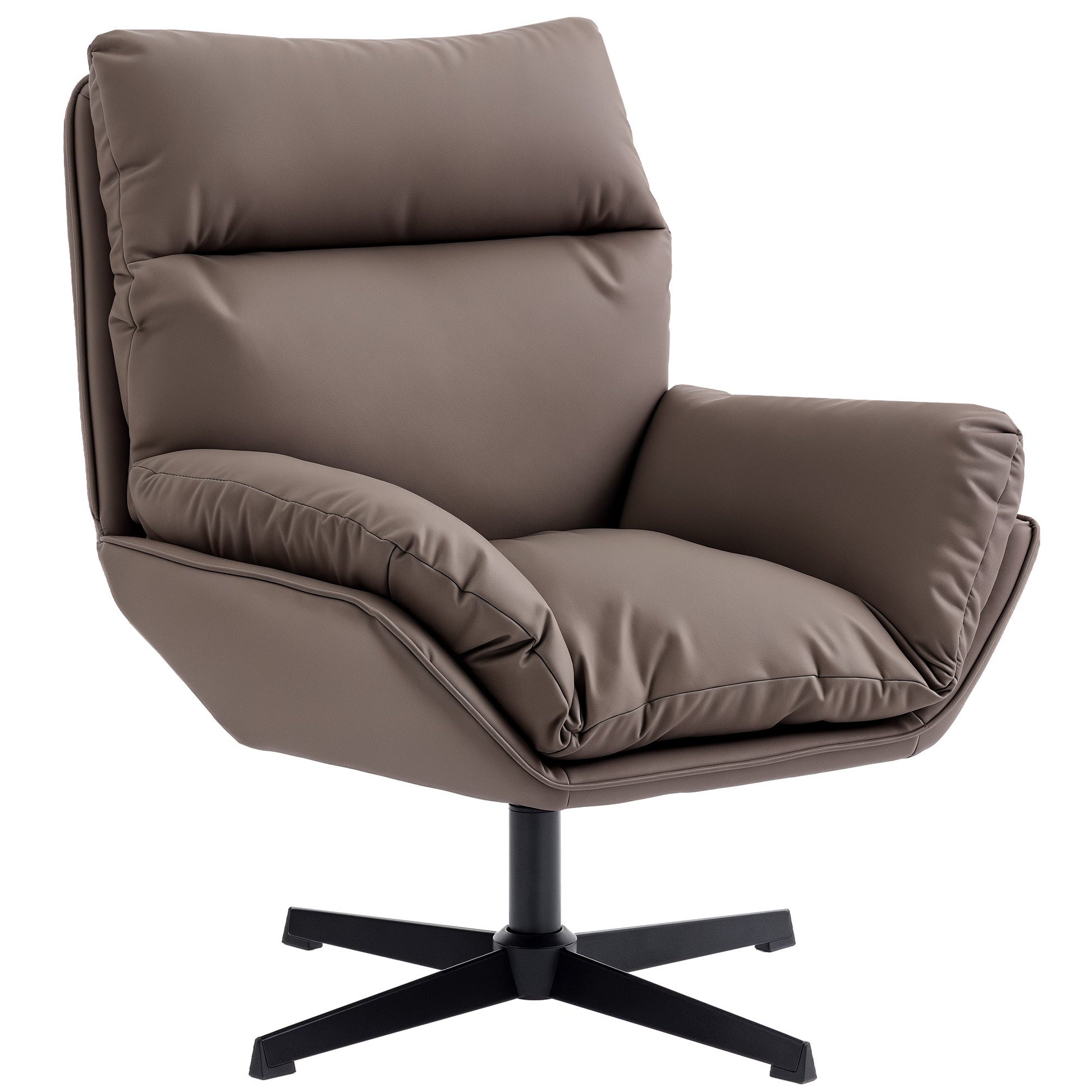 HOMCOM Accent Chair with 360 Swivel Armchair for Living Room with Padded Cushion Dark Brown | Luxury Home Accessories | Heulog Glow