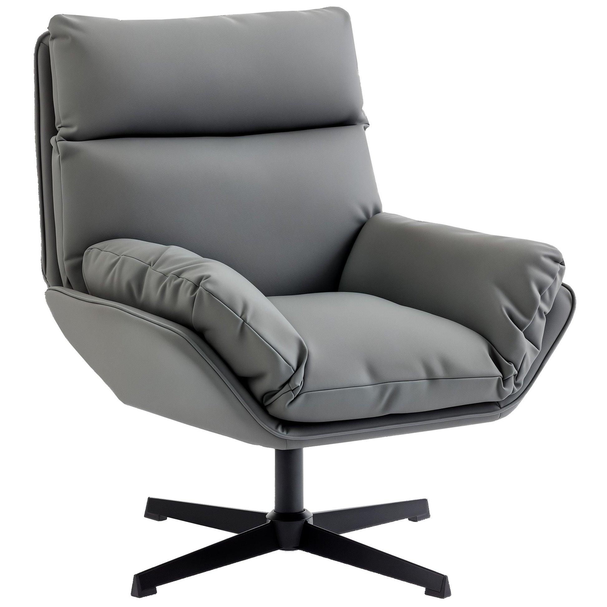 HOMCOM Accent Chair with 360 Swivel Armchair for Living Room with Padded Cushion Dark Grey | Luxury Home Accessories | Heulog Glow