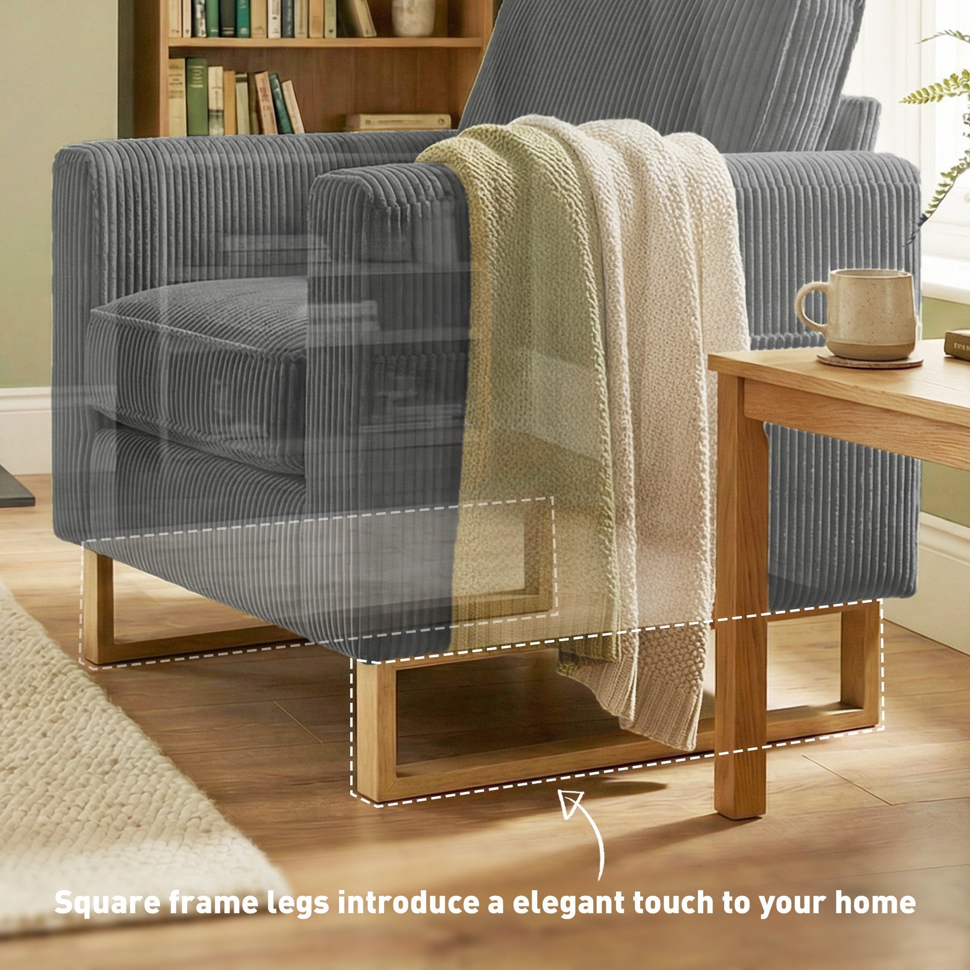 HOMCOM Accent Chair with Pocket Spring, Modern Industrial Armchair with Metal Legs for Livingroom Dark Grey | Luxury Home Accessories | Heulog Glow