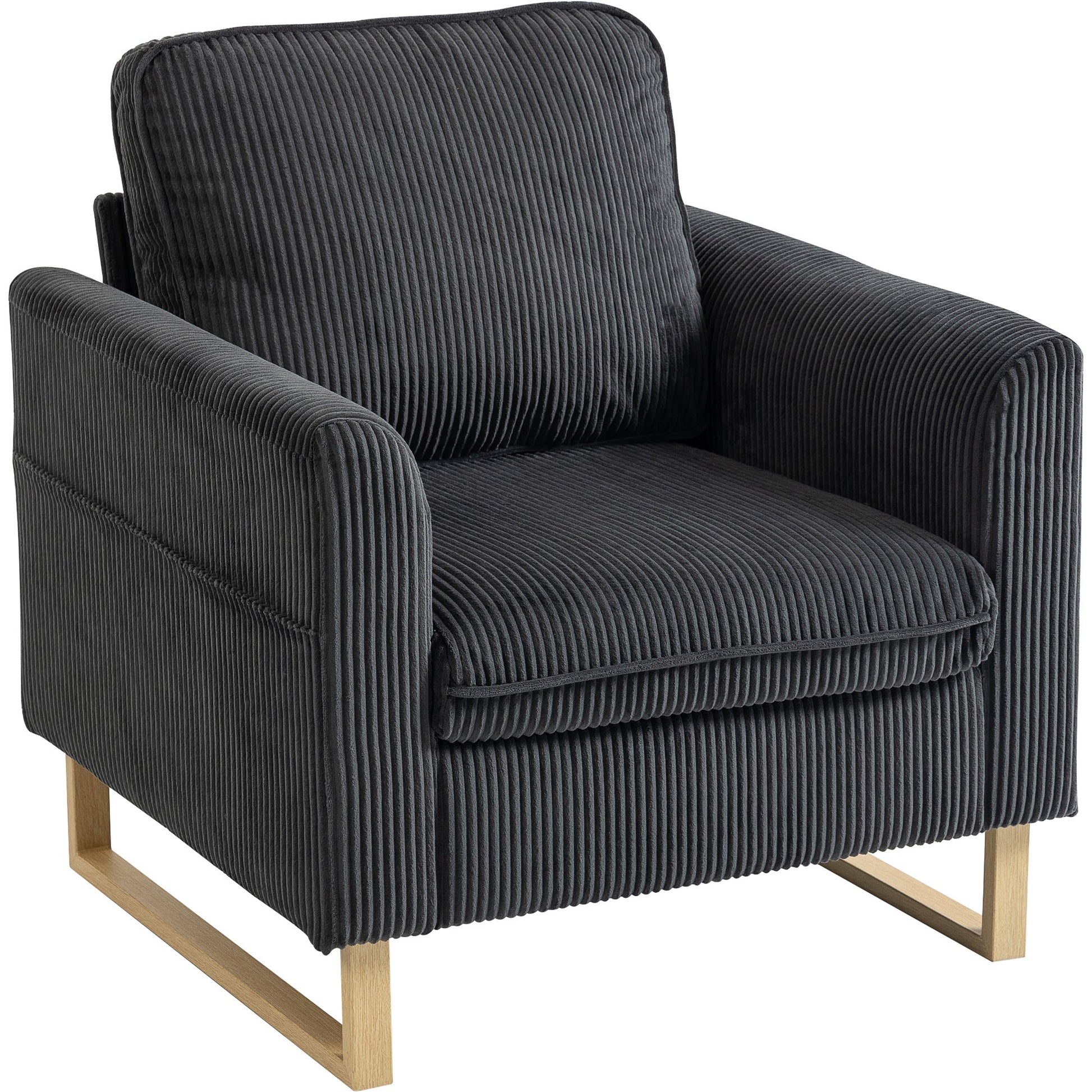 HOMCOM Accent Chair with Pocket Spring, Modern Industrial Armchair with Metal Legs for Livingroom Dark Grey | Luxury Home Accessories | Heulog Glow