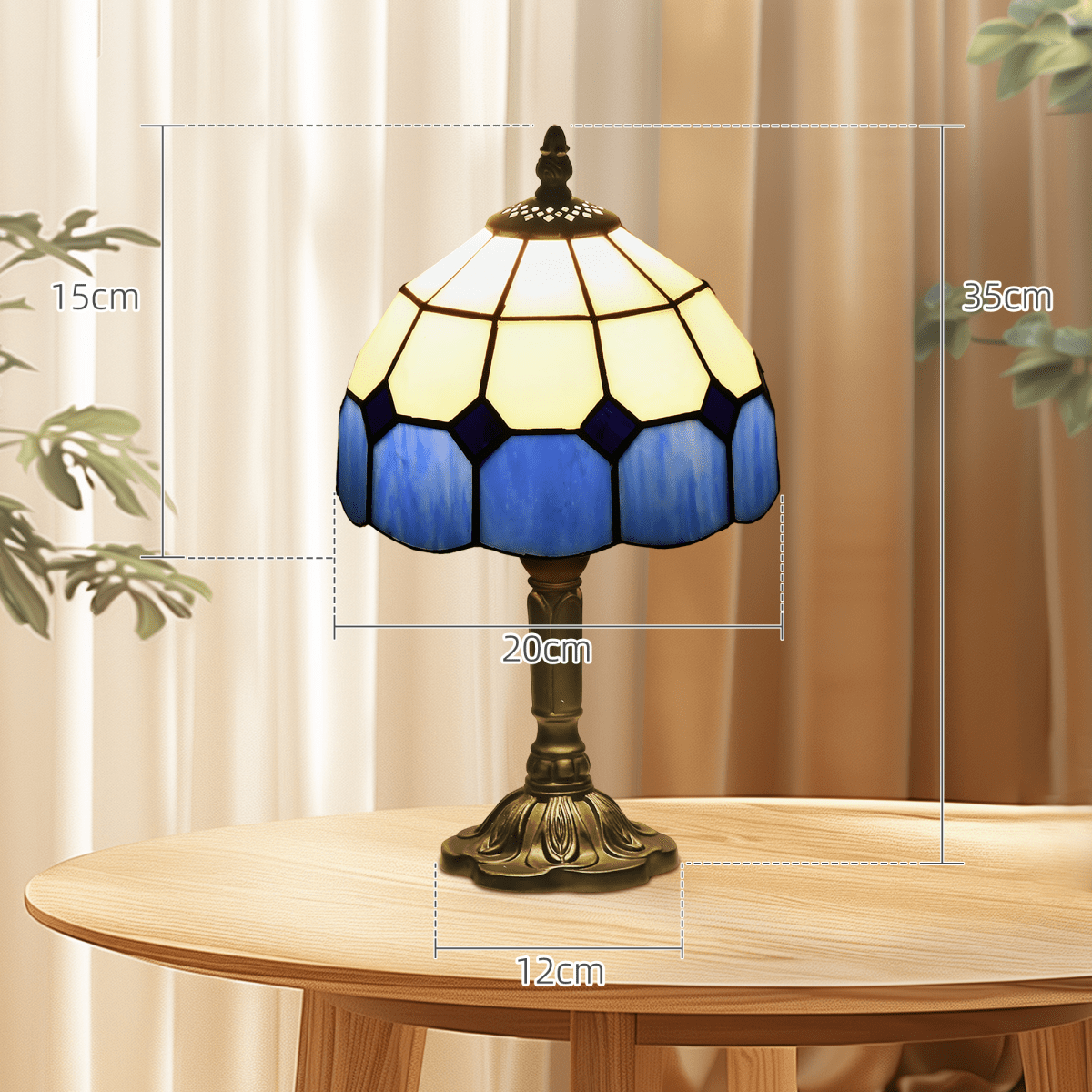 HOMCOM Antique Table Lamp, for Bedroom Bedside, Bulb not Included, Blue | Luxury Home Accessories | Heulog Glow