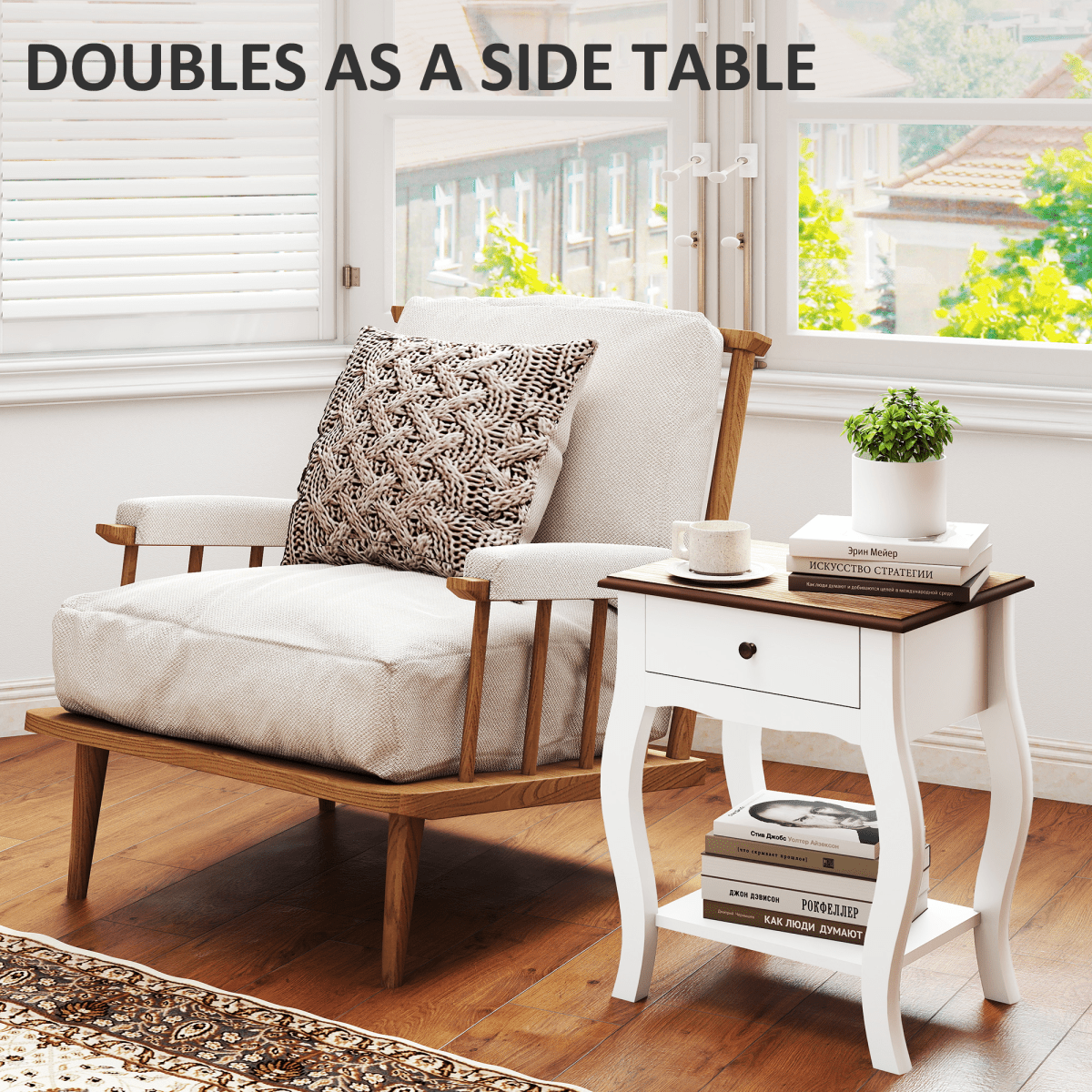 HOMCOM Bedside Tables Set of 2, Bedside Cabinets with Drawer, Shelf, White | Luxury Home Accessories | Heulog Glow