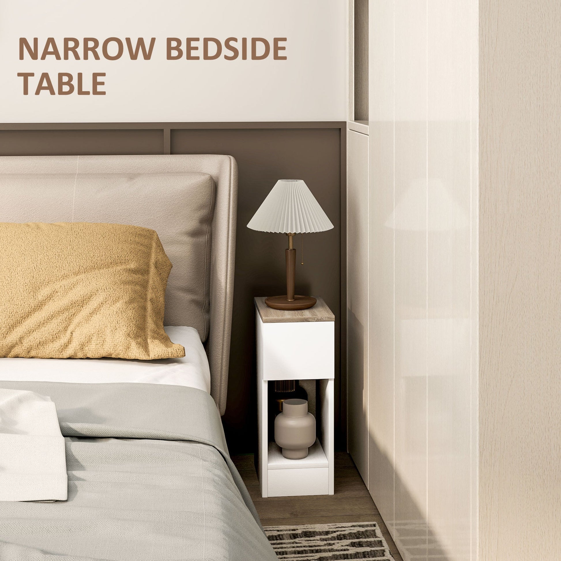 HOMCOM Bedside Tables Set of 2, Nightstands for Bedroom, Living Room, White | Luxury Home Accessories | Heulog Glow