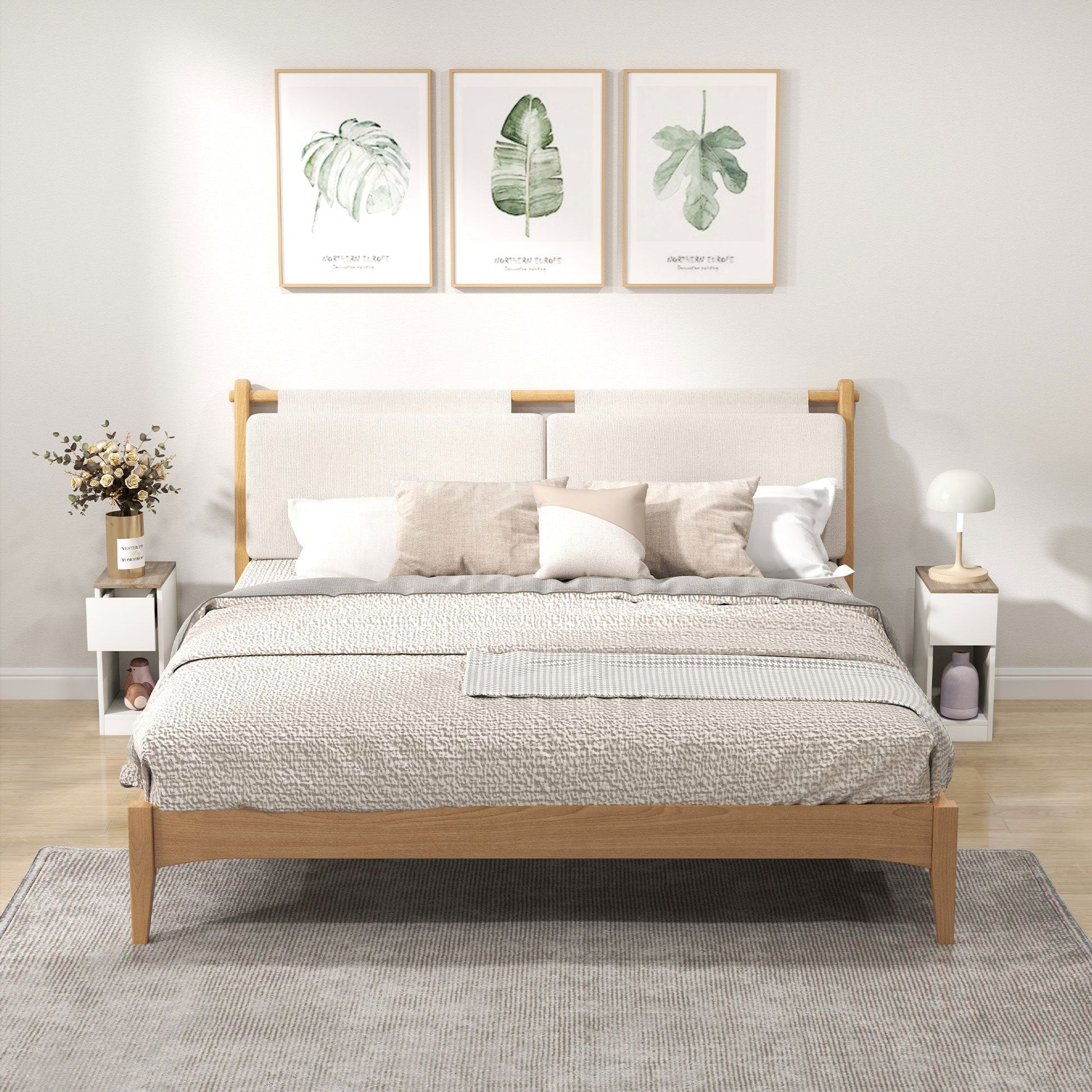HOMCOM Bedside Tables Set of 2, Nightstands for Bedroom, Living Room, White | Luxury Home Accessories | Heulog Glow
