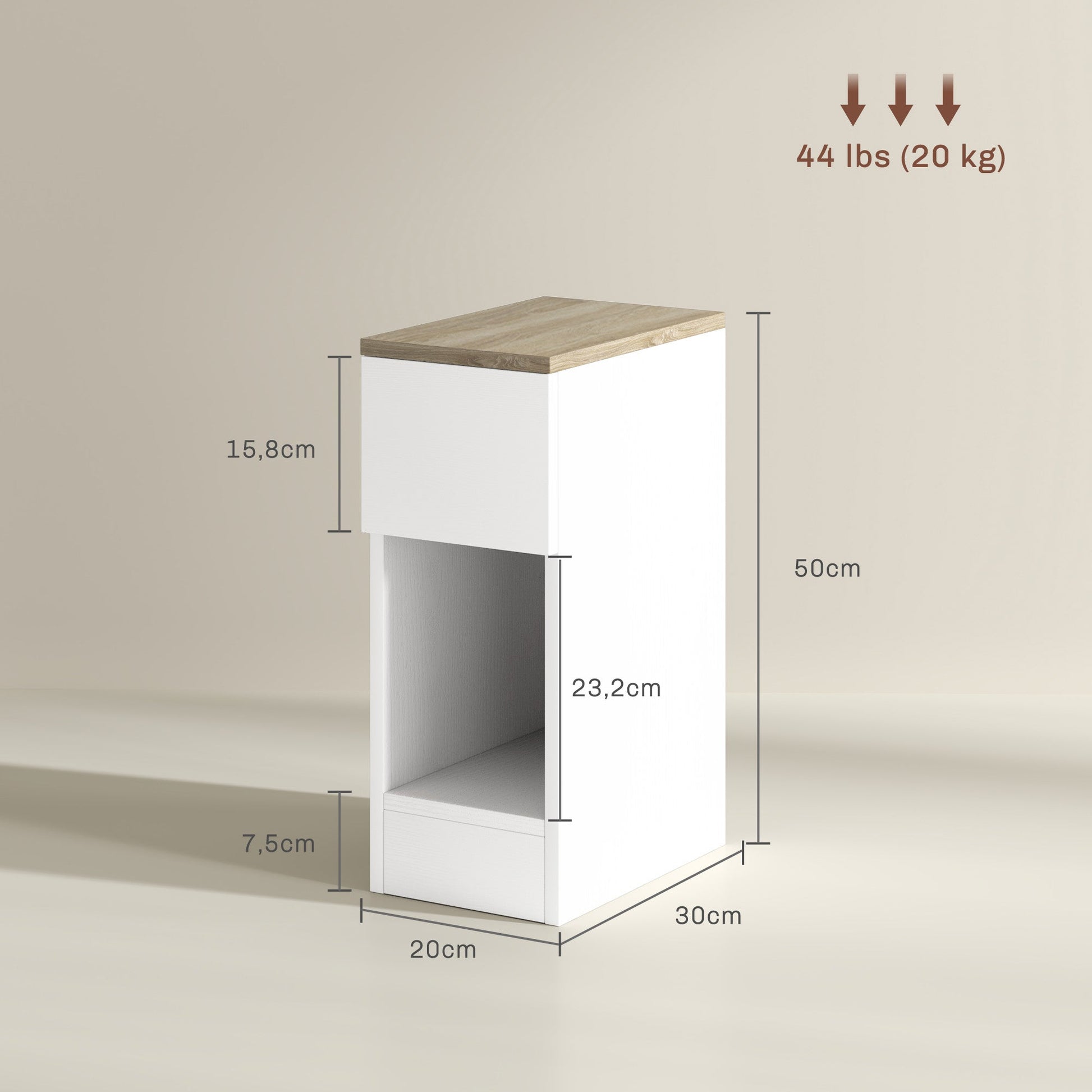 HOMCOM Bedside Tables Set of 2, Nightstands for Bedroom, Living Room, White | Luxury Home Accessories | Heulog Glow