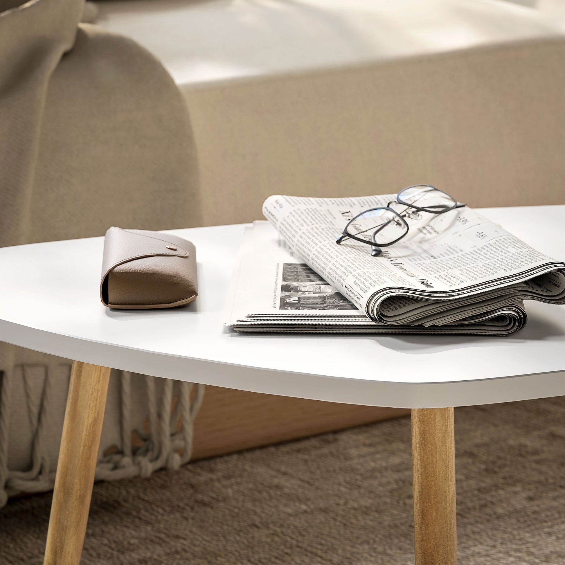 HOMCOM Coffee Table Set of 2 Nesting End Side Tables for Living Room, White | Luxury Home Accessories | Heulog Glow