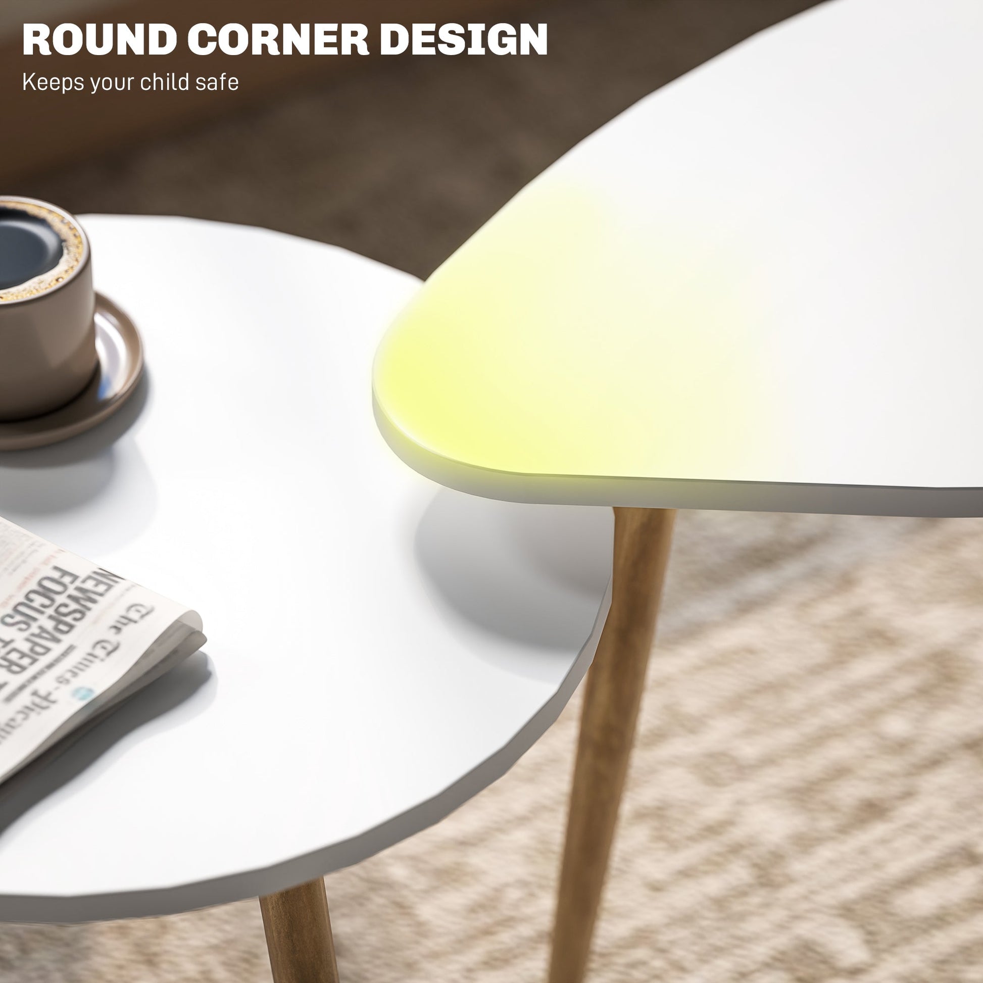 HOMCOM Coffee Table Set of 2 Nesting End Side Tables for Living Room, White | Luxury Home Accessories | Heulog Glow