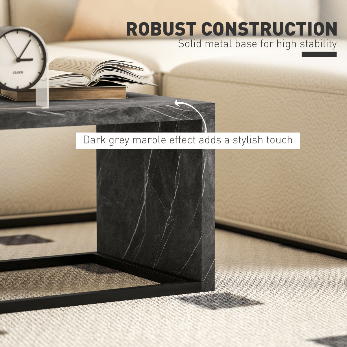 HOMCOM Coffee Tables Set of 2, Nest of Tables for Living Room | Luxury Home Accessories | Heulog Glow