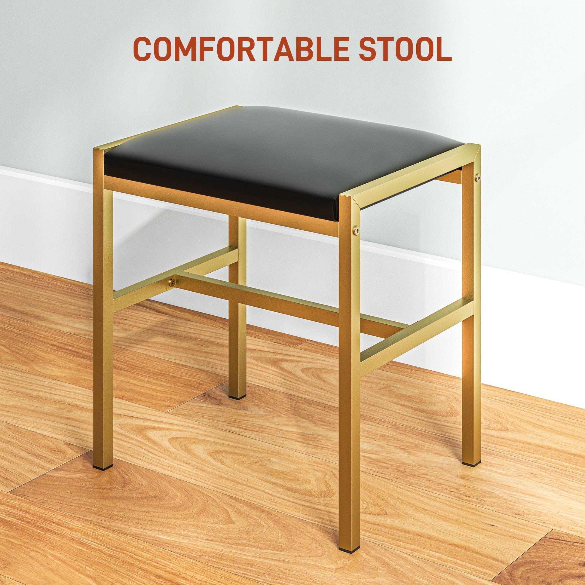 HOMCOM Dressing Table Set, with Storage and Stool - Black | Luxury Home Accessories | Heulog Glow