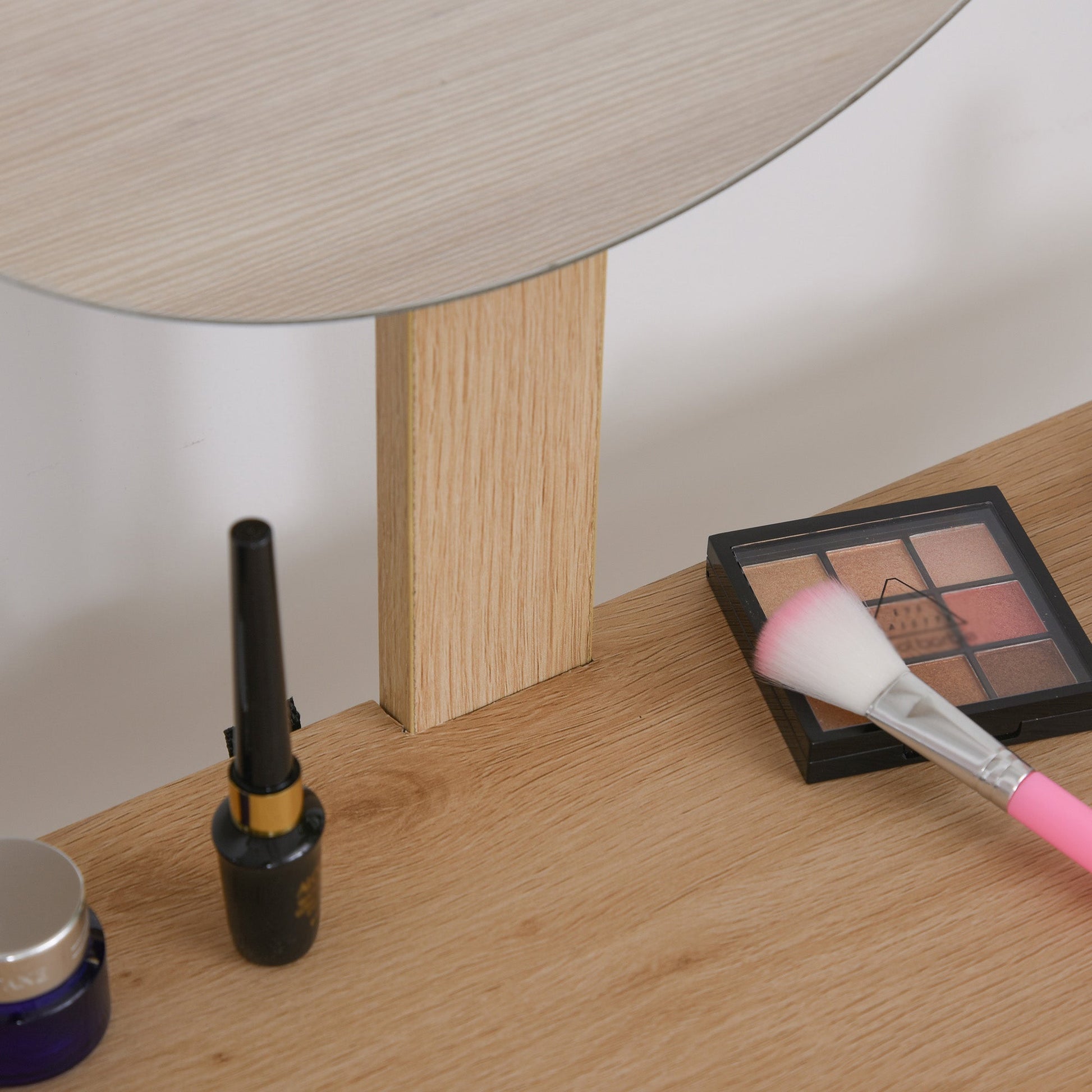 HOMCOM Dressing Table with Drawer and Mirror height adjustable Wooden Oak Color Bedroom Dressing Room Elegant and Durable | Luxury Home Accessories | Heulog Glow