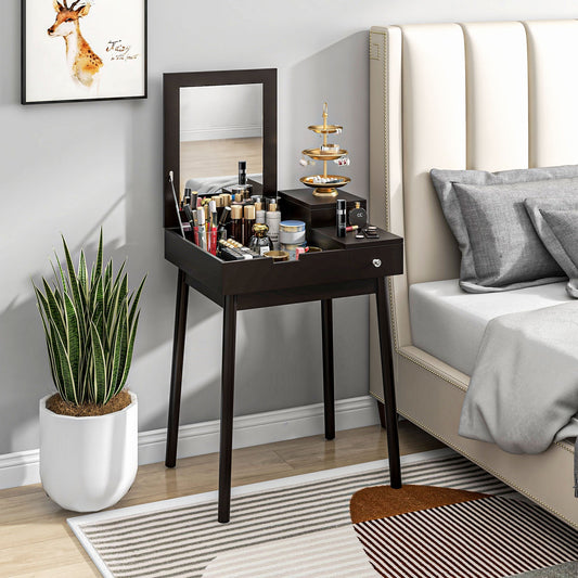 HOMCOM Dressing Table with Flip-up Mirror, Makeup Desk with 2 Drawers, Vanity Table Writing Desk for Bedroom Living Room, Black | Luxury Home Accessories | Heulog Glow