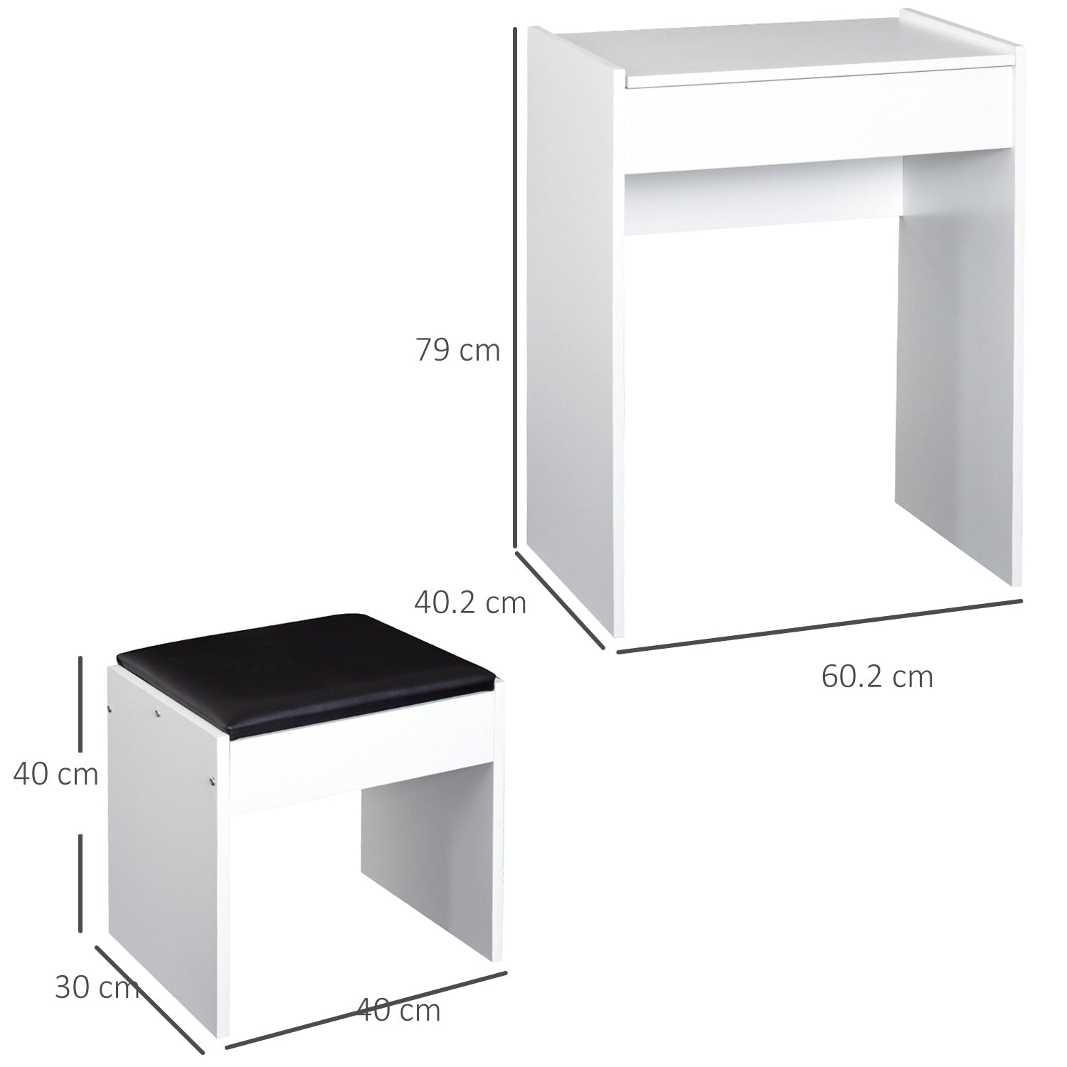 HOMCOM Dressing Table with Mirror and Stool, Vanity Makeup Table with Flip Up Mirror, Vanity Desk with Storage Unit and Padded Seat, White | Luxury Home Accessories | Heulog Glow