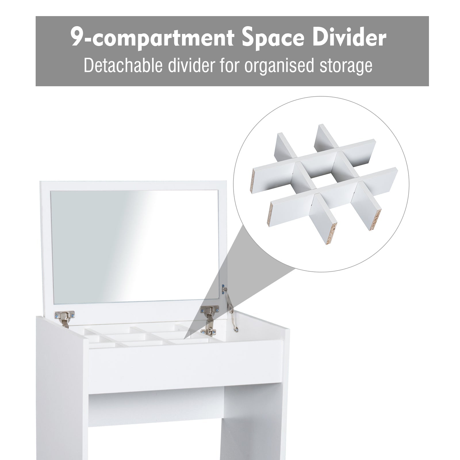 HOMCOM Dressing Table with Mirror and Stool, Vanity Makeup Table with Flip Up Mirror, Vanity Desk with Storage Unit and Padded Seat, White | Luxury Home Accessories | Heulog Glow