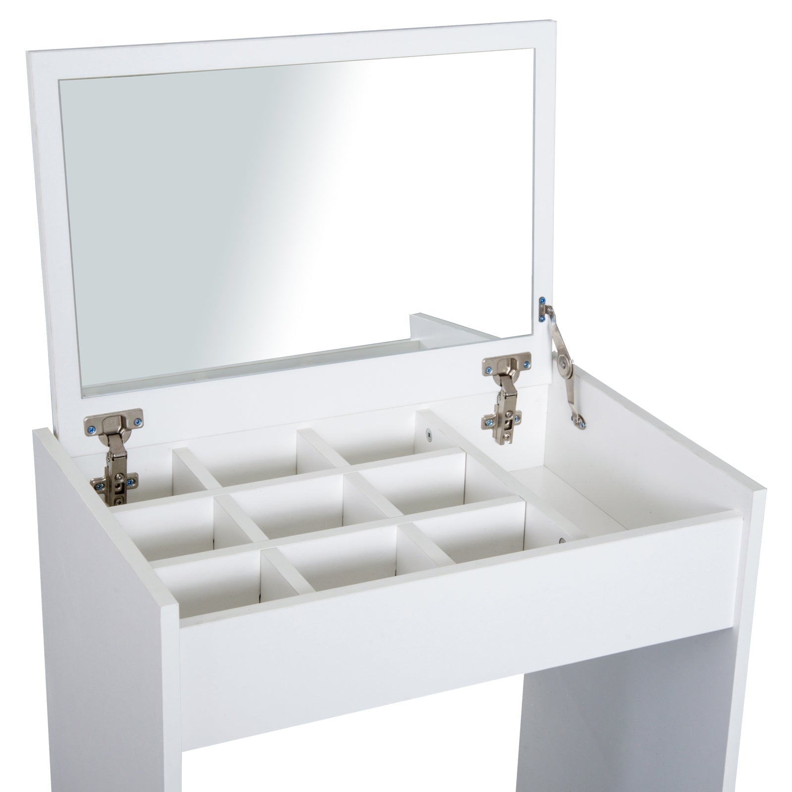 HOMCOM Dressing Table with Mirror and Stool, Vanity Makeup Table with Flip Up Mirror, Vanity Desk with Storage Unit and Padded Seat, White | Luxury Home Accessories | Heulog Glow