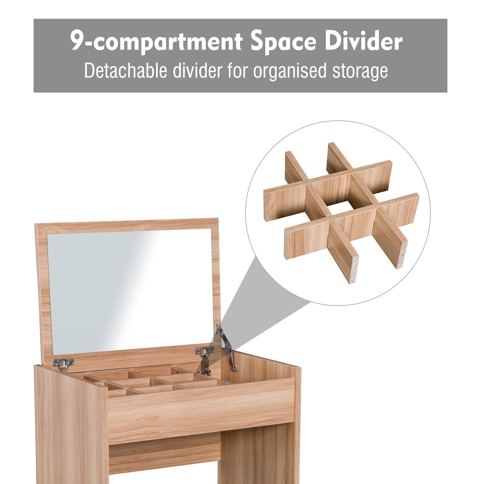 HOMCOM Dressing Table with Mirror and Stool, Vanity Makeup Table with Flip Up Mirror, Vanity Desk with Storage Unit and Padded Seat, Wood | Luxury Home Accessories | Heulog Glow