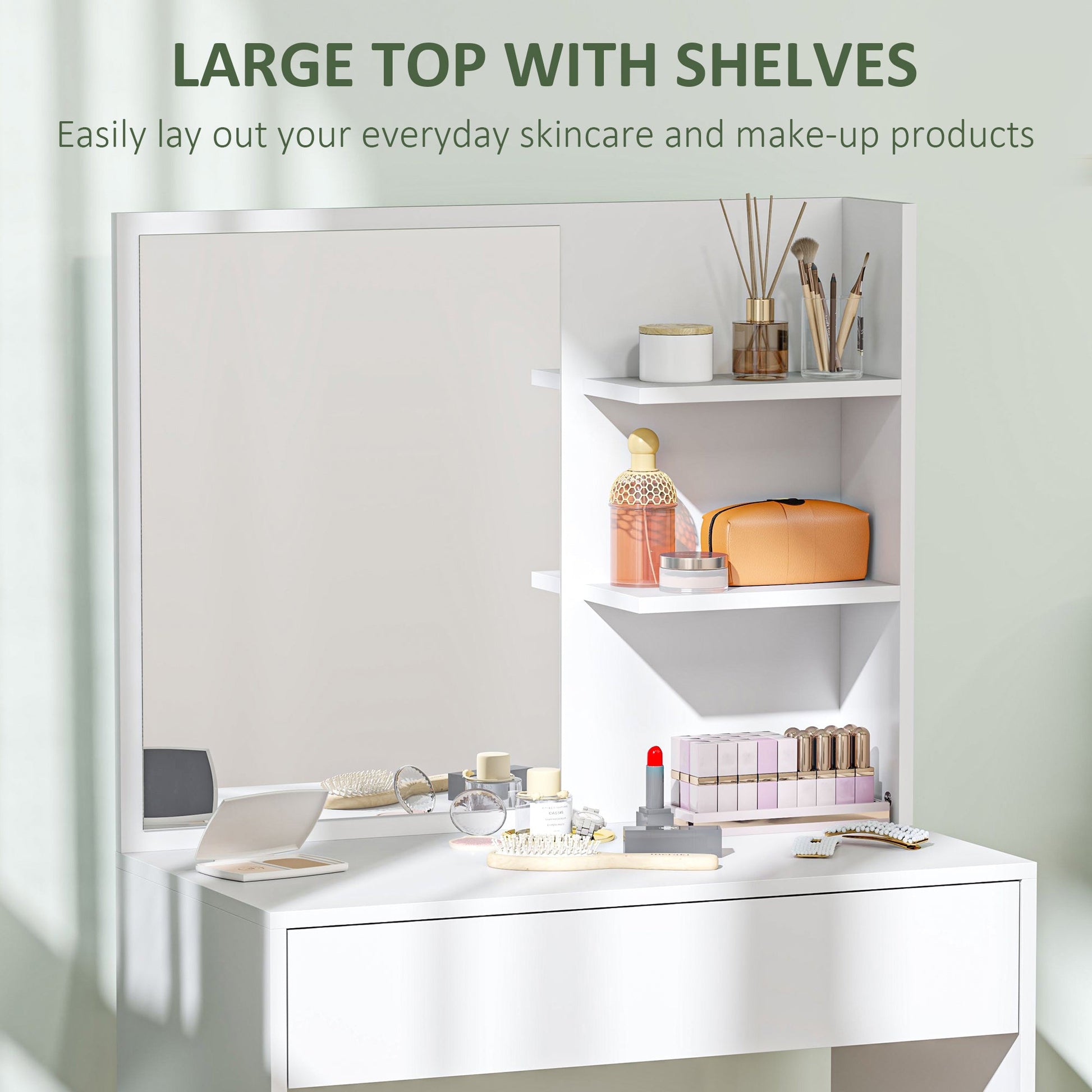 HOMCOM Dressing Table with Mirror and Storage - White | Luxury Home Accessories | Heulog Glow