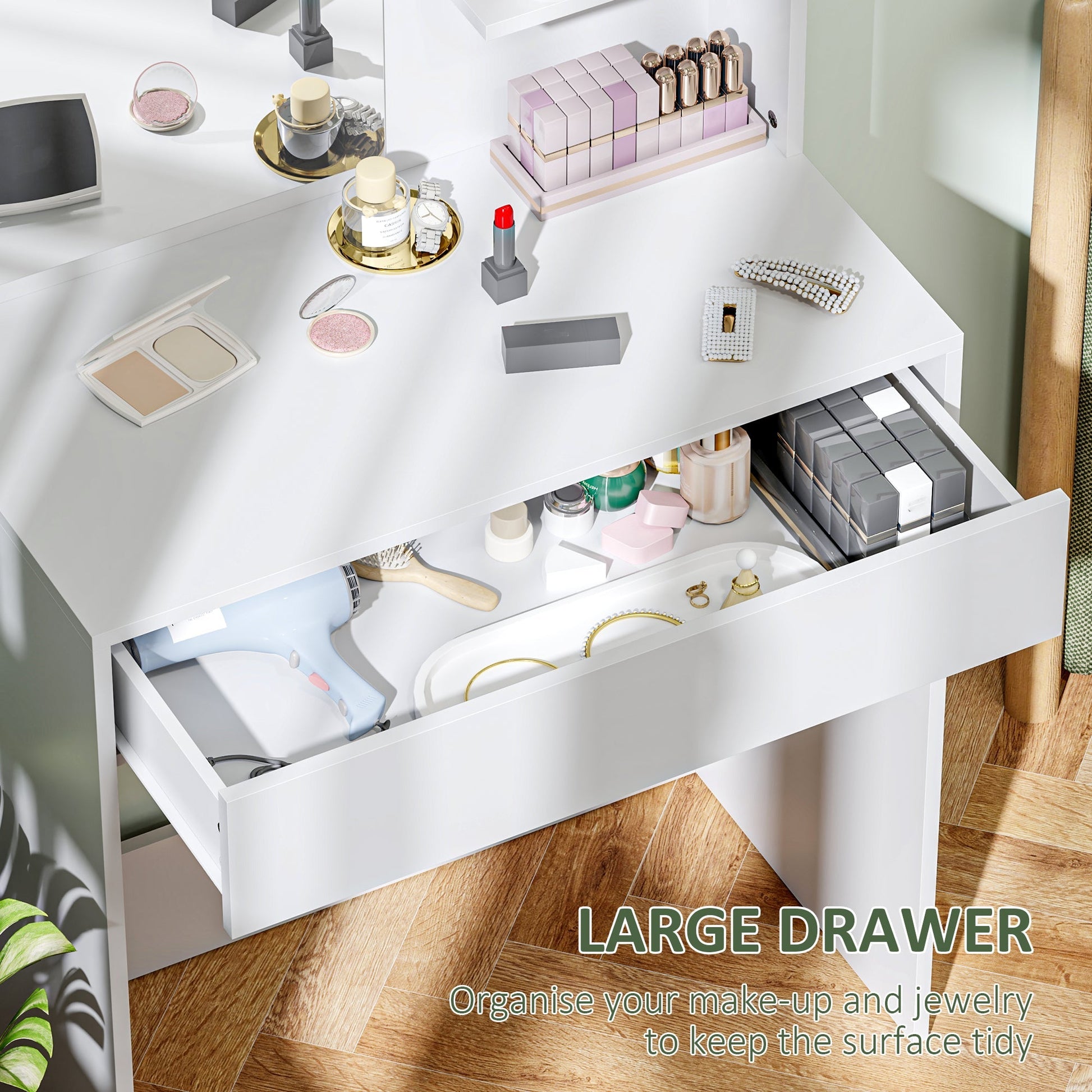 HOMCOM Dressing Table with Mirror and Storage - White | Luxury Home Accessories | Heulog Glow