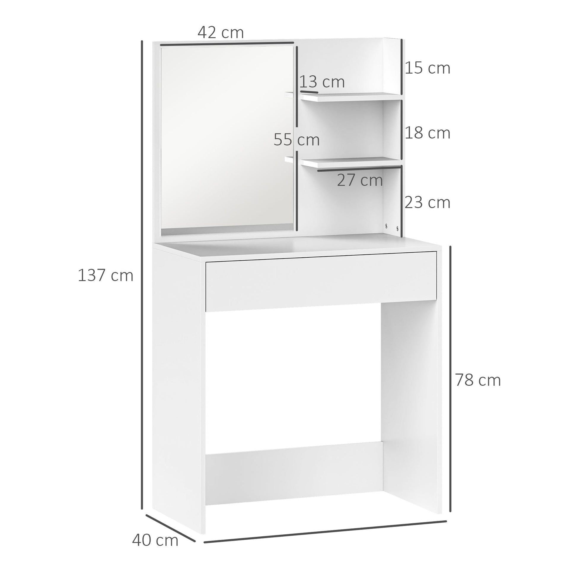 HOMCOM Dressing Table with Mirror and Storage - White | Luxury Home Accessories | Heulog Glow
