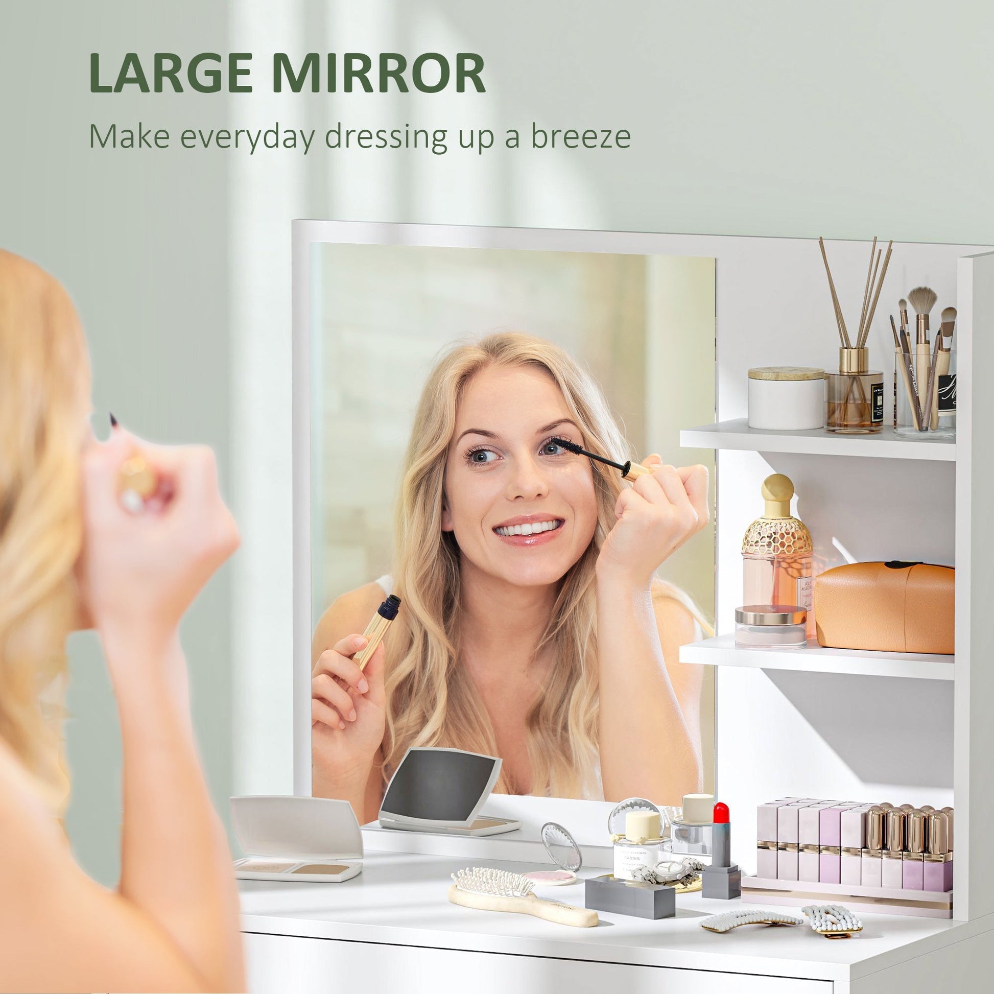 HOMCOM Dressing Table with Mirror and Storage - White | Luxury Home Accessories | Heulog Glow