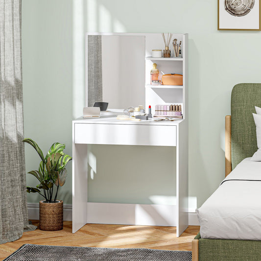 HOMCOM Dressing Table with Mirror and Storage - White | Luxury Home Accessories | Heulog Glow