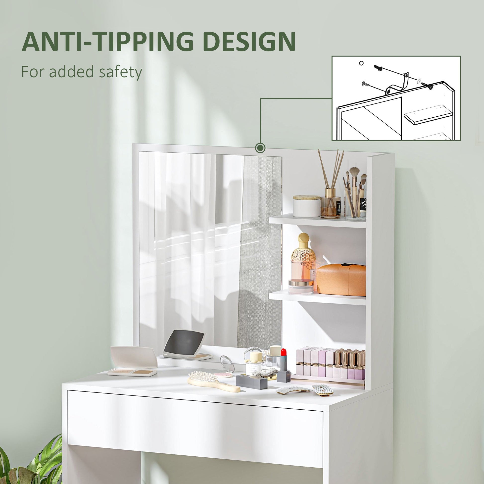 HOMCOM Dressing Table with Mirror and Storage - White | Luxury Home Accessories | Heulog Glow