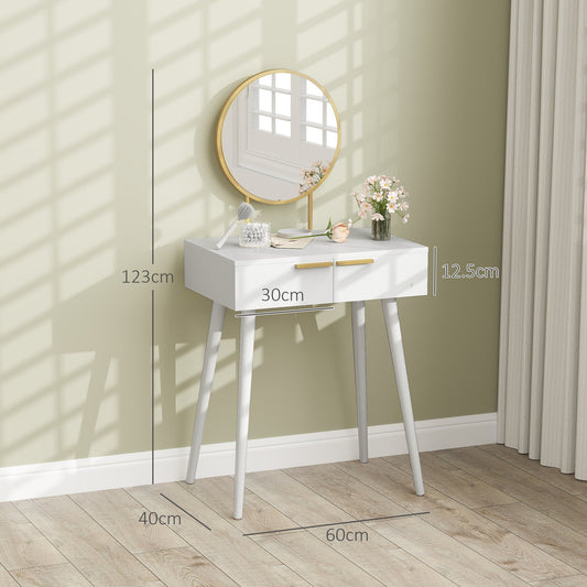 HOMCOM Dressing Table with Round Mirror - White | Luxury Home Accessories | Heulog Glow