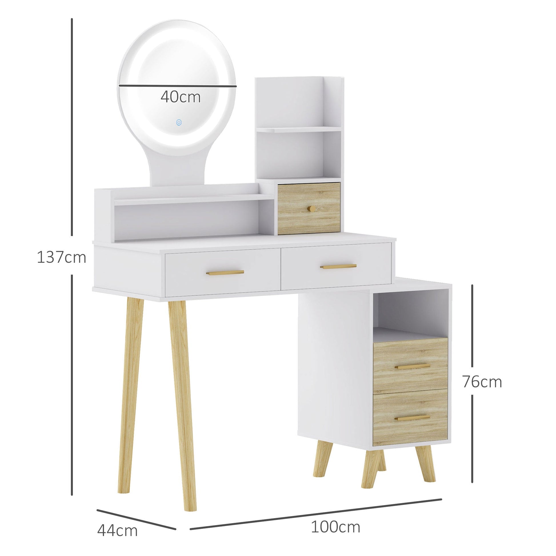 HOMCOM Elegant Dressing Table, with Storage - White | Luxury Home Accessories | Heulog Glow