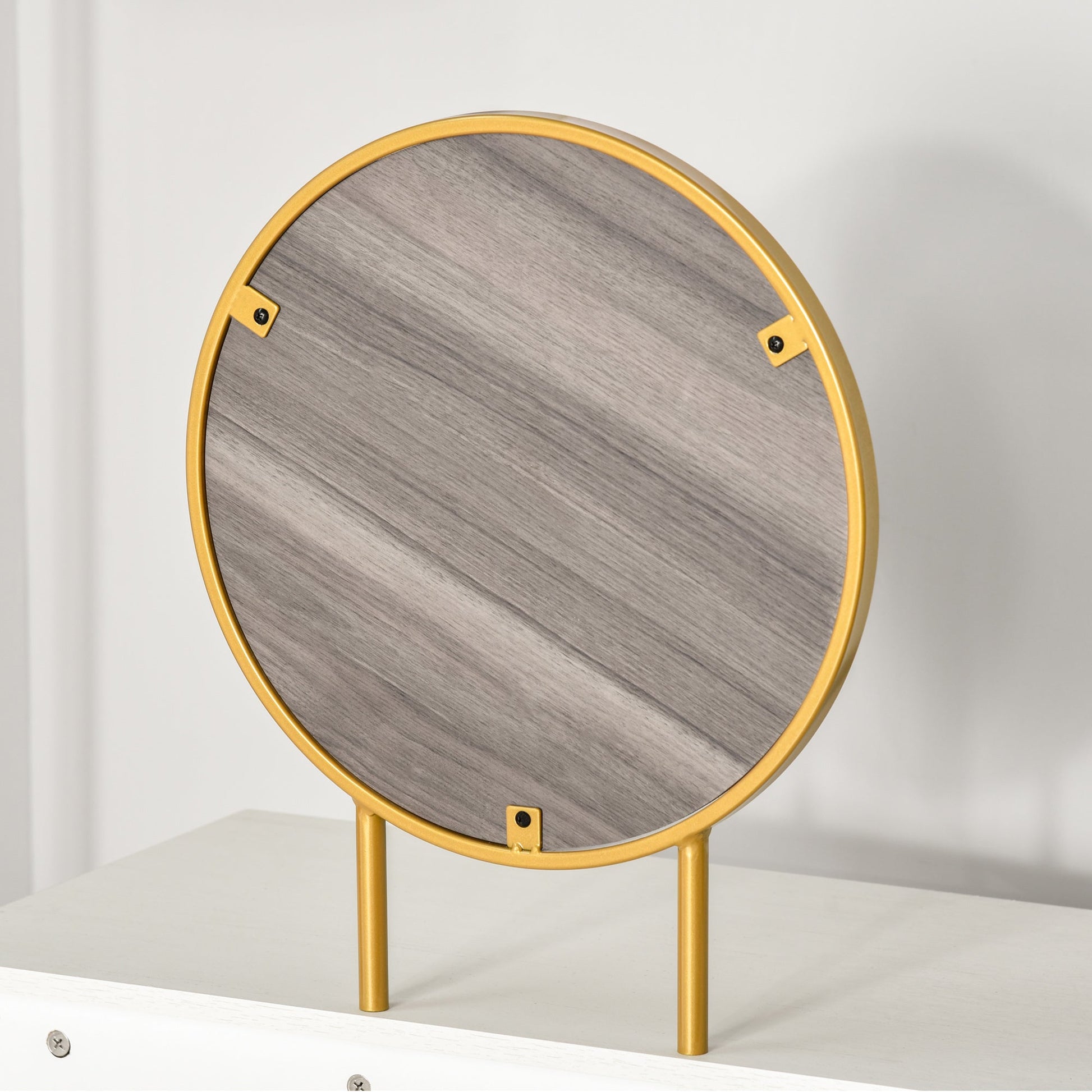 HOMCOM Modern Dressing Table with Round Mirror, Makeup Vanity Table with 2 Drawers for Bedroom, Living Room, White | Luxury Home Accessories | Heulog Glow