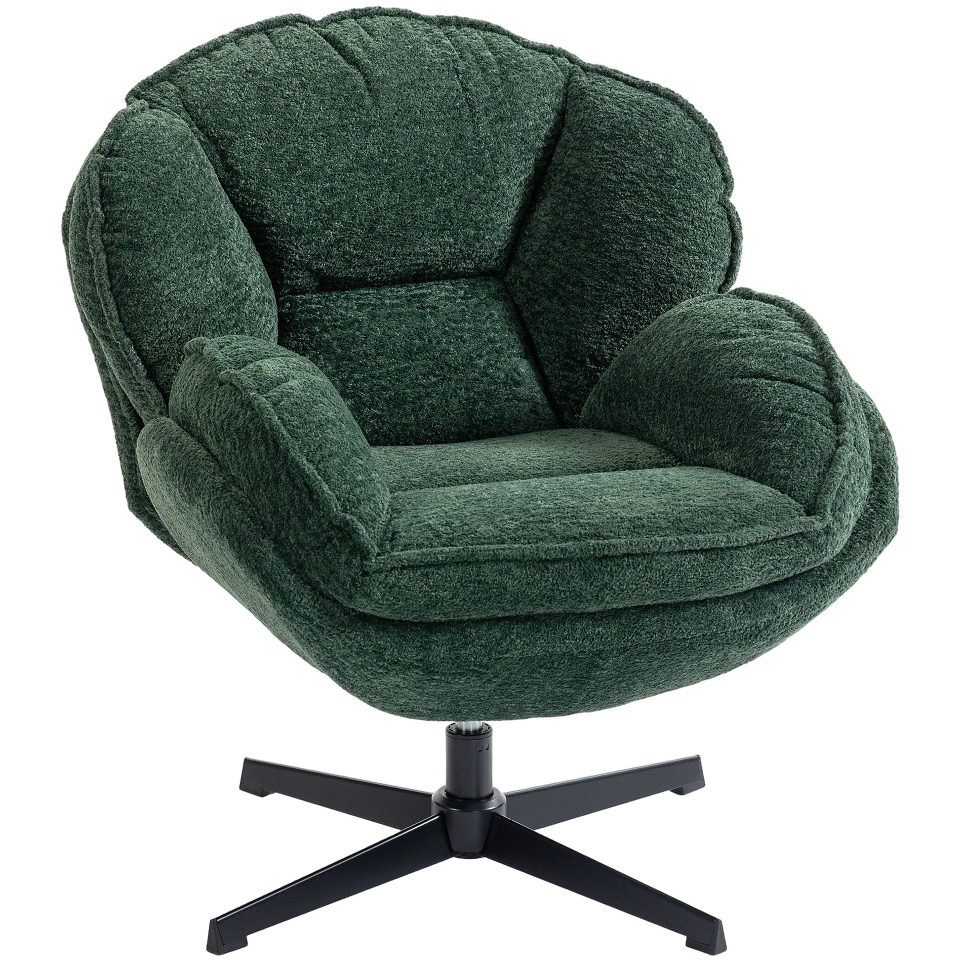 HOMCOM Modern Wingback Accent Chair, Velvet Armchair with Four-Star Base, S-Springs, Swivel, Dark Green | Luxury Home Accessories | Heulog Glow