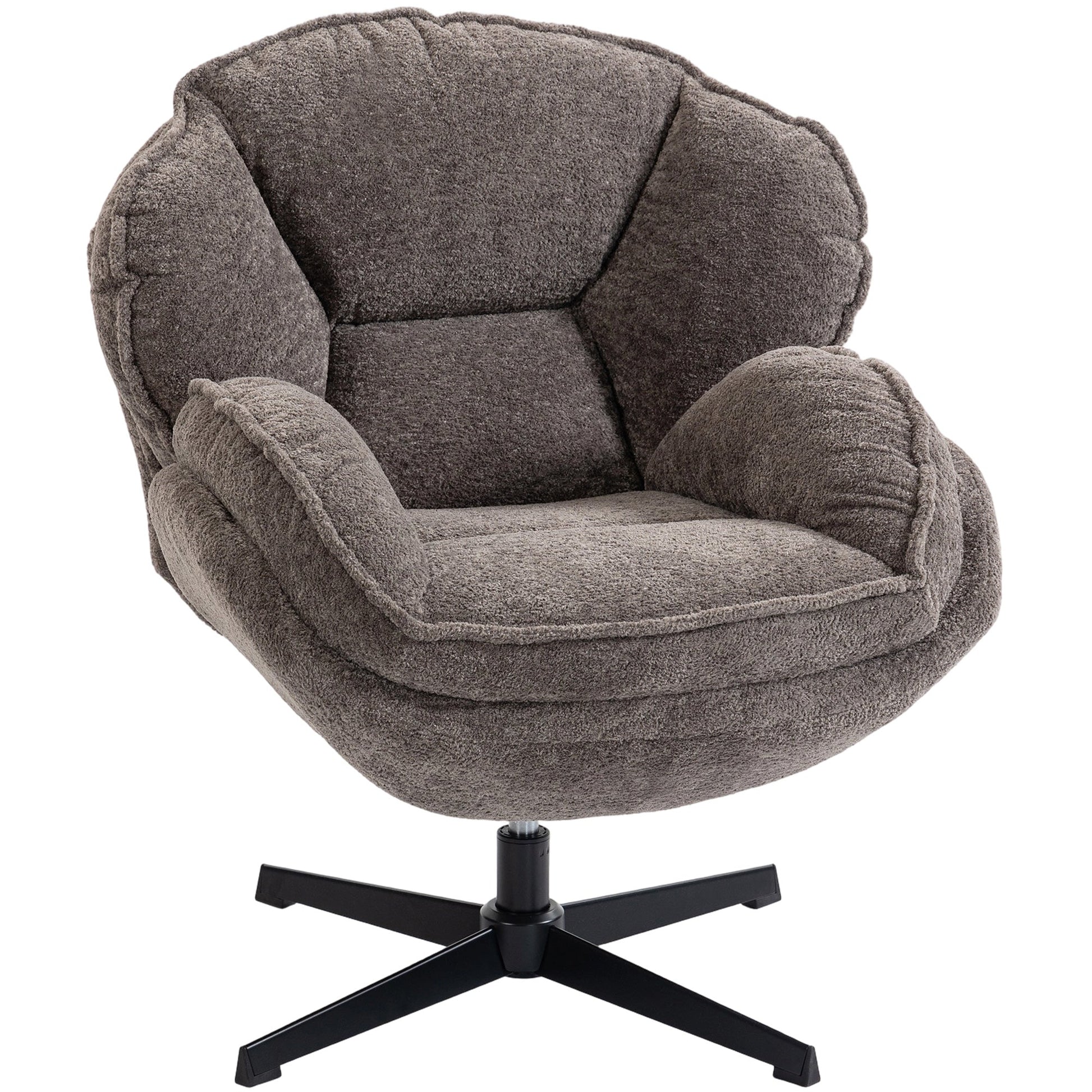 HOMCOM Modern Wingback Accent Chair, Velvet Armchair with Four-Star Base, S-Springs, Swivel, Grey | Luxury Home Accessories | Heulog Glow