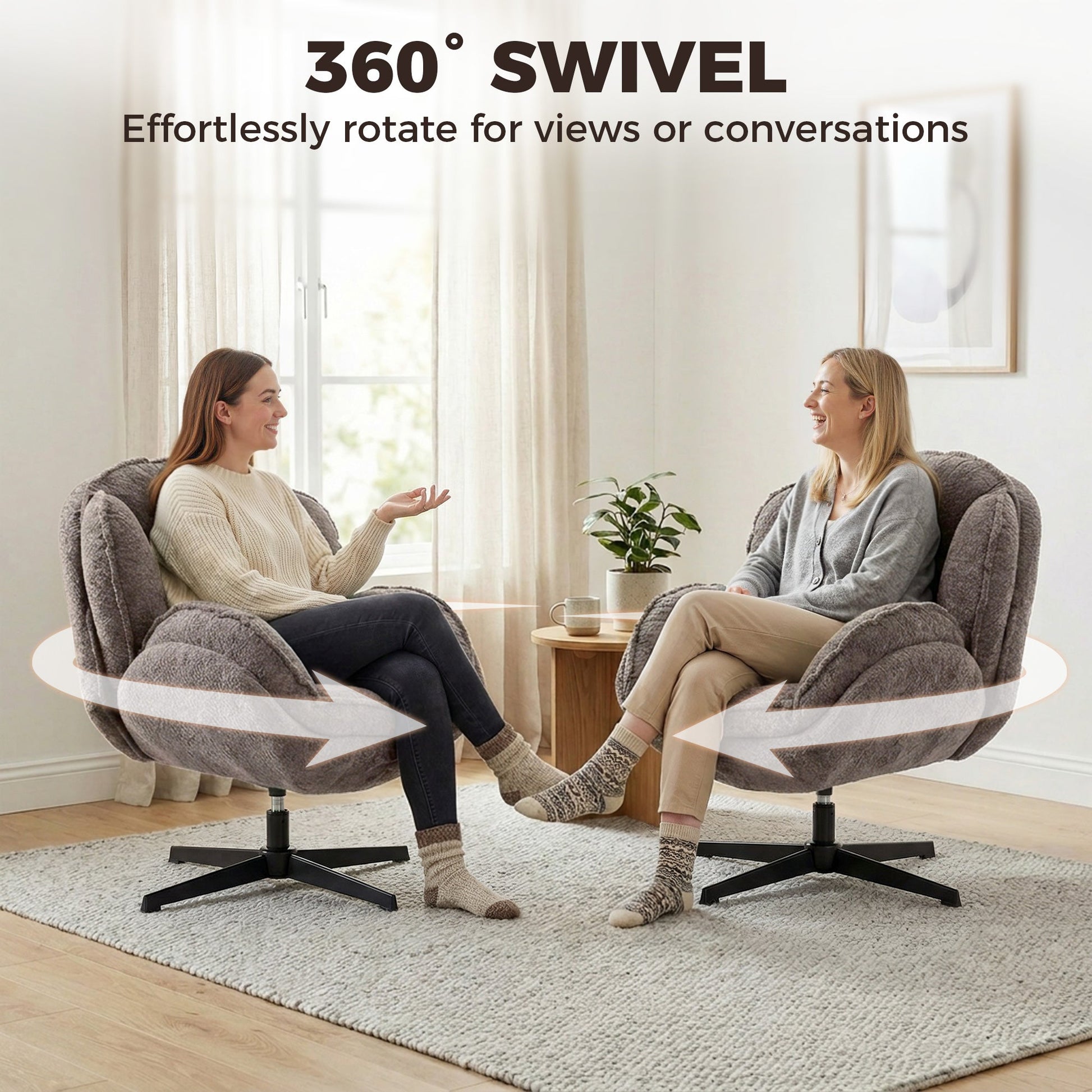HOMCOM Modern Wingback Accent Chair, Velvet Armchair with Four-Star Base, S-Springs, Swivel, Grey | Luxury Home Accessories | Heulog Glow