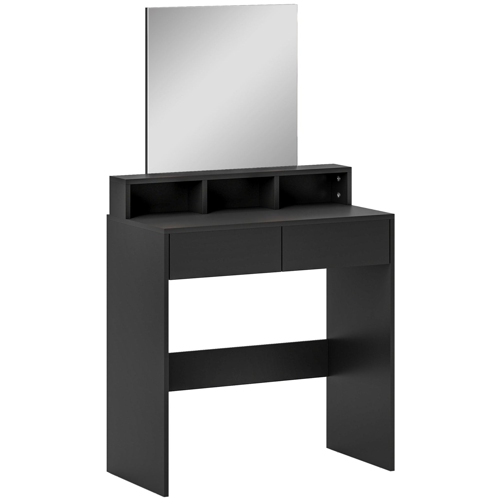 HOMCOM Multi-Storage Dressing Table, with Mirror - Black | Luxury Home Accessories | Heulog Glow