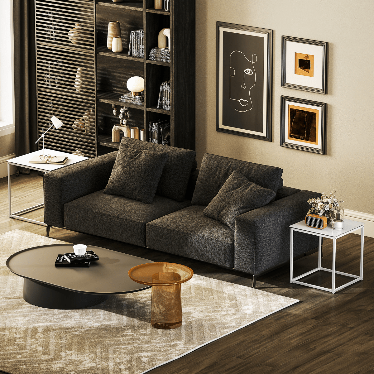 HOMCOM Nest of 2 Side Tables Set of Bedside Tables for Living Room | Luxury Home Accessories | Heulog Glow